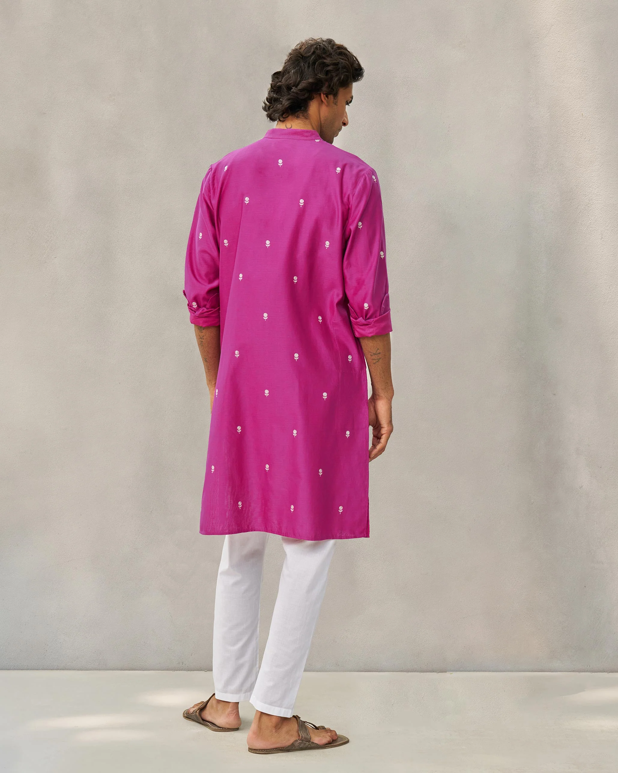 Neckband Kurta - Magenta - Image 6