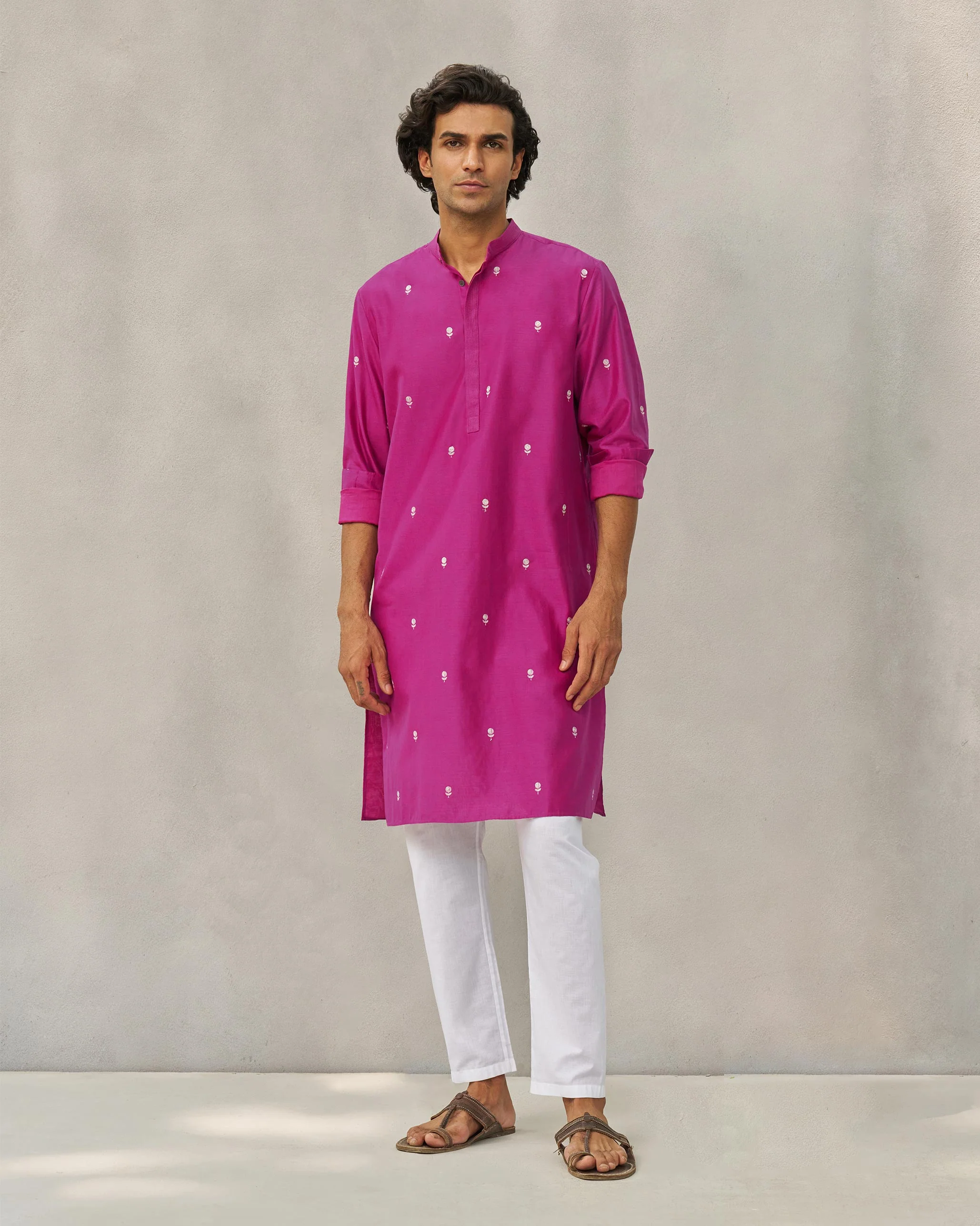 Neckband Kurta - Magenta - Image 7