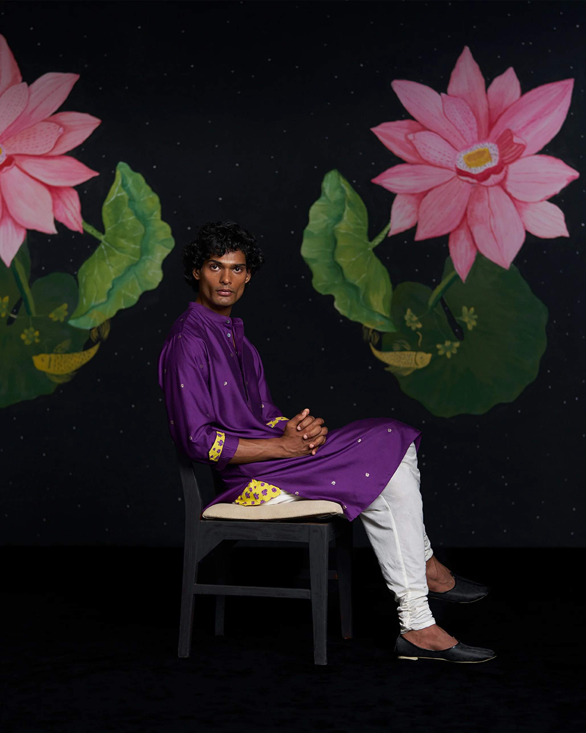 Neckband Kurta - Purple Printed - Image 7