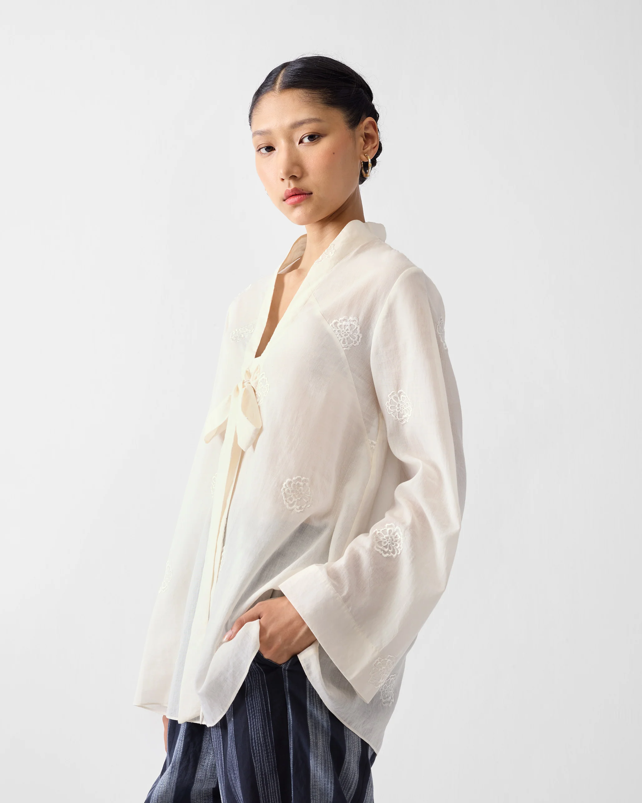 Necktie Top - Ivory Embroidered - Image 3