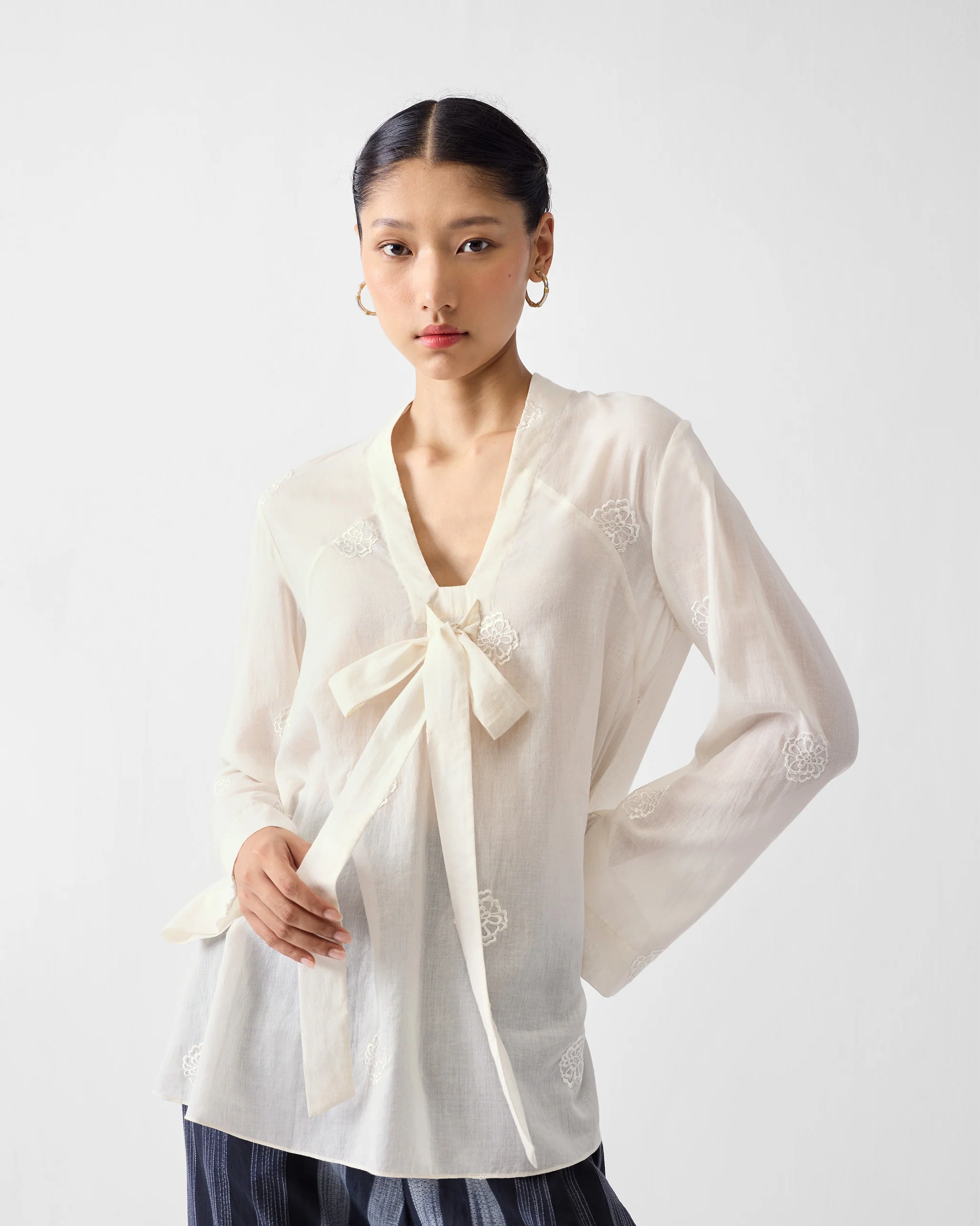 Necktie Top - Ivory Embroidered - Image 4