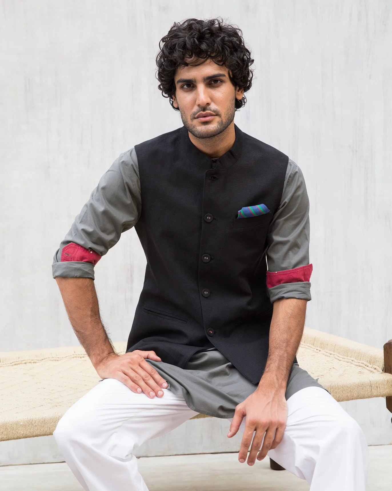 Nehru Jacket - Black - Image 4