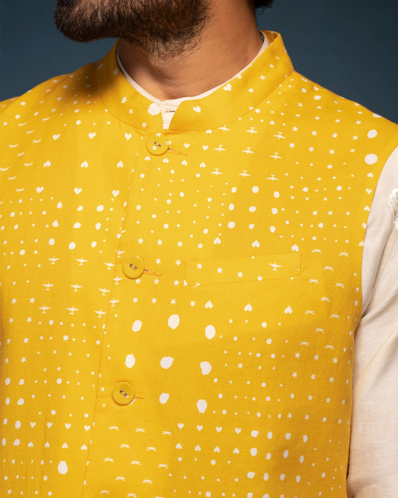 Nehru Jacket - Mustard - Image 2
