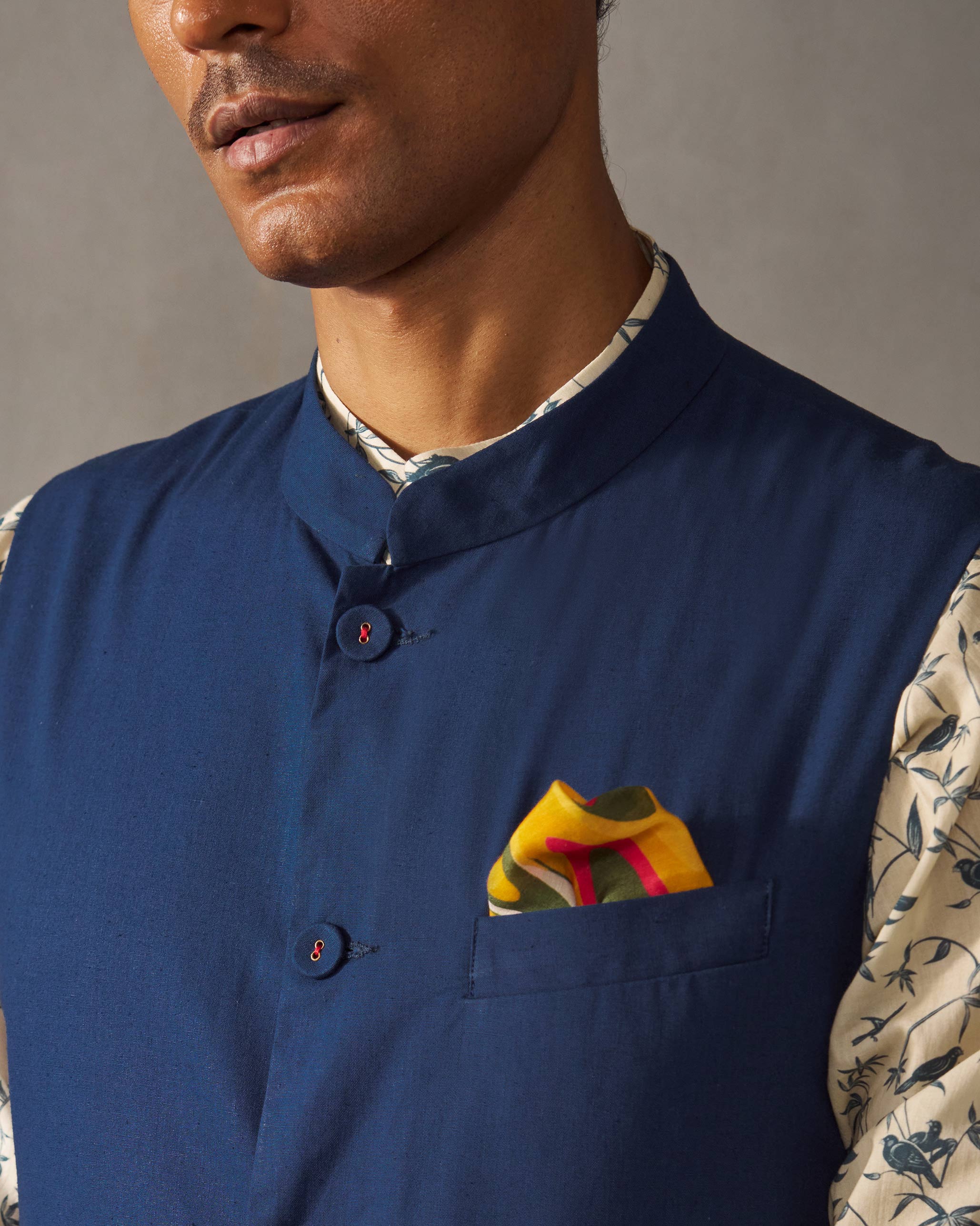 Nehru Jacket - Navy - Image 2