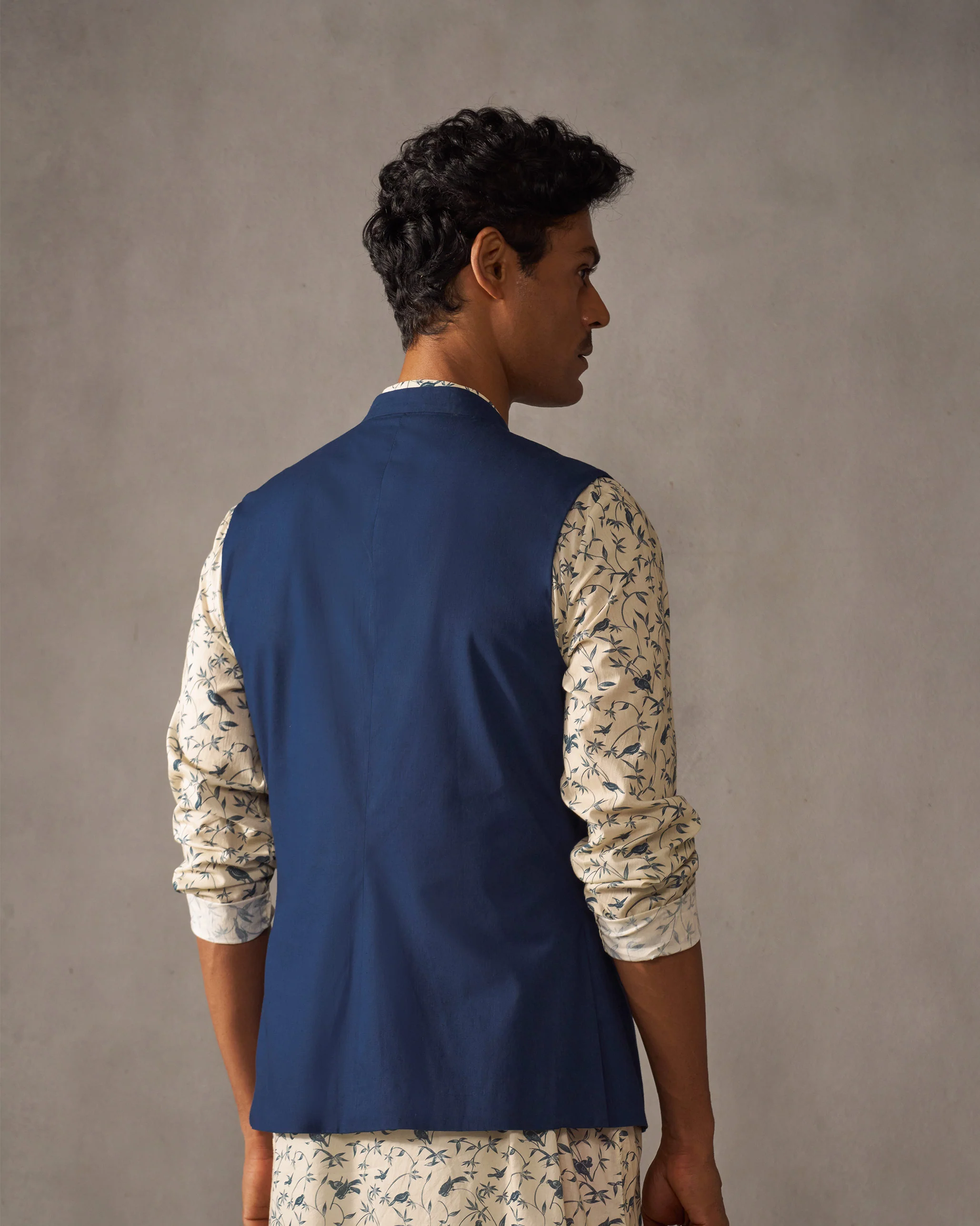 Nehru Jacket - Navy - Image 3