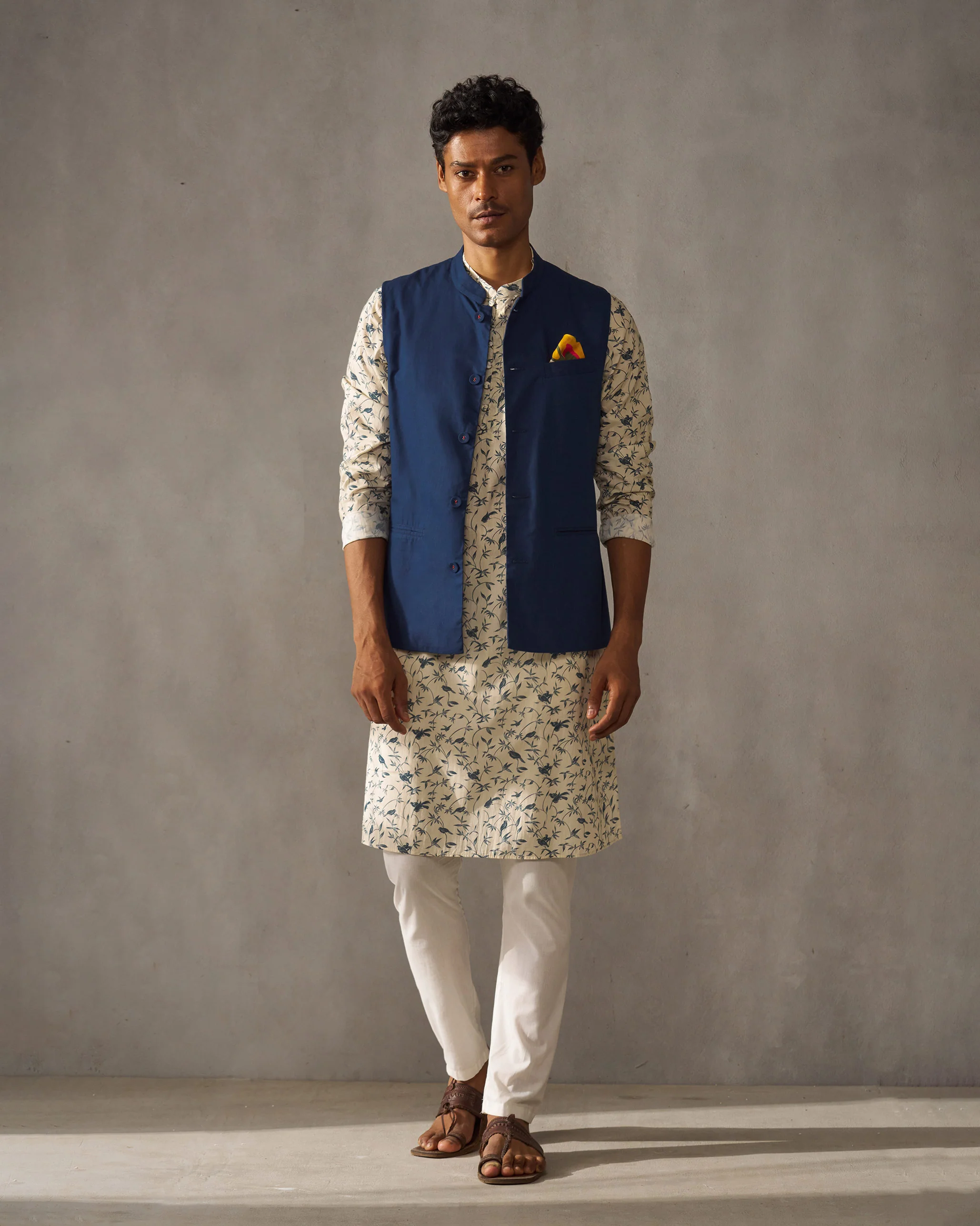 Nehru Jacket - Navy - Image 5