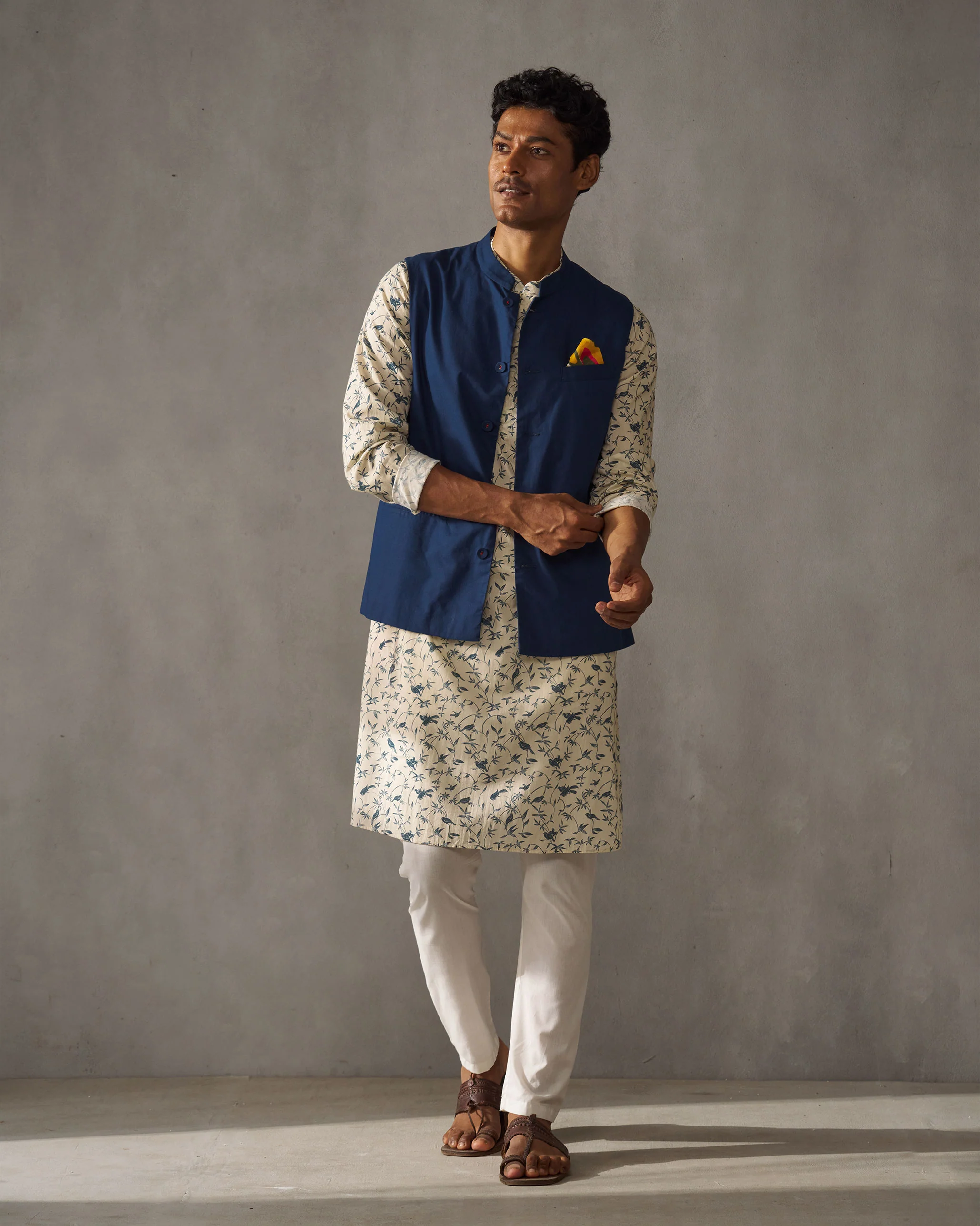 Nehru Jacket - Navy - Image 6