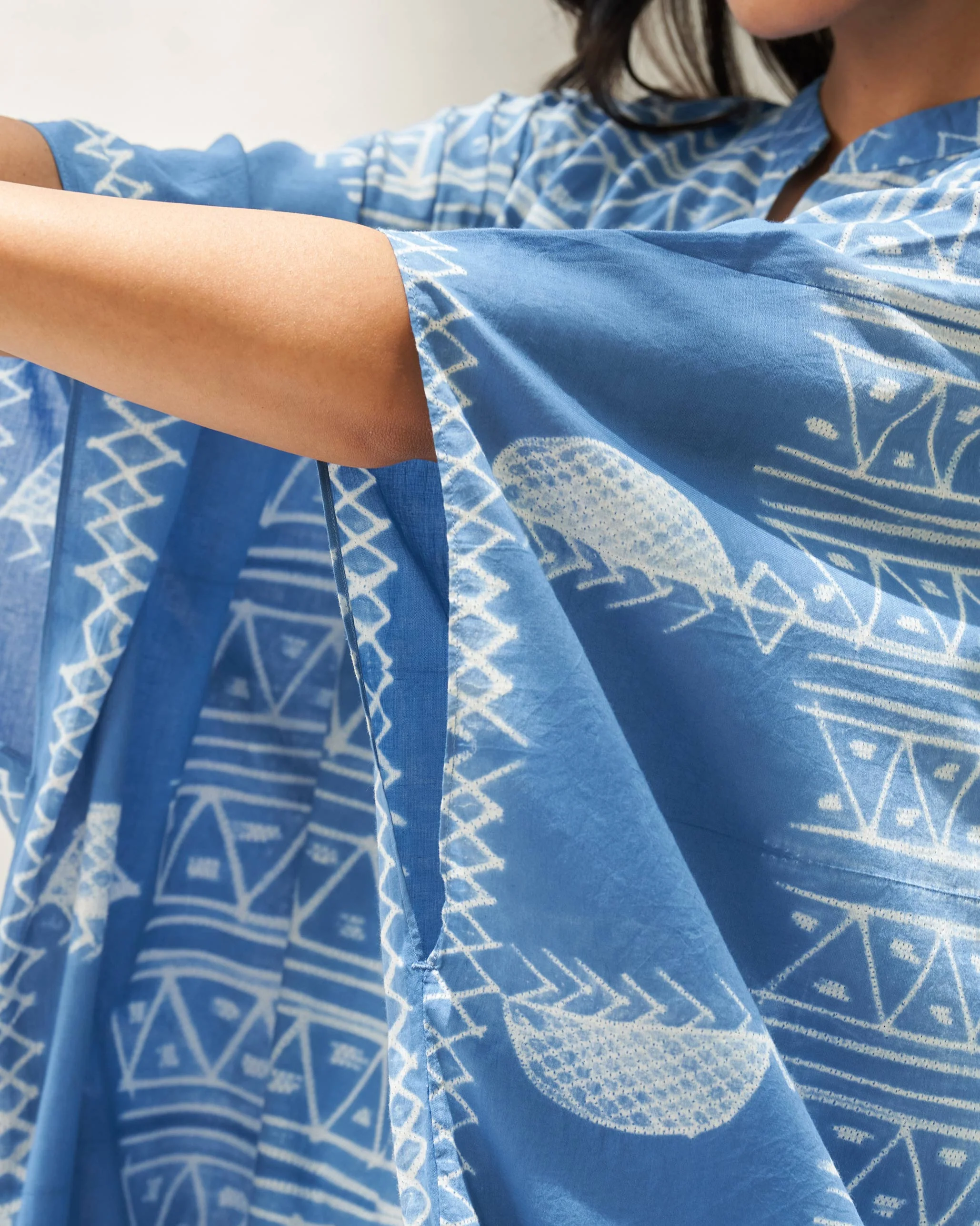 Neoma Collared Kaftan - Blue - Image 3