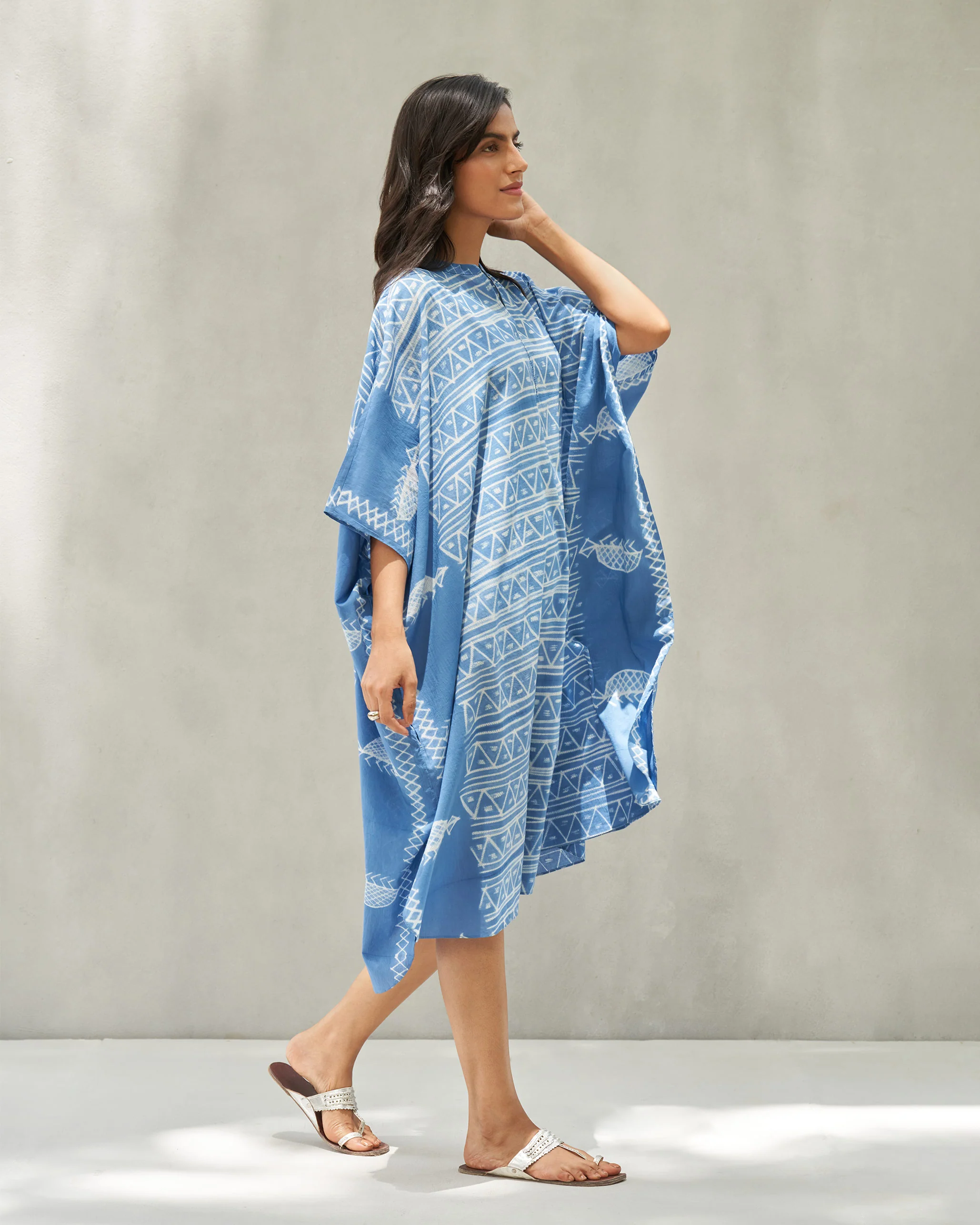 Neoma Collared Kaftan - Blue - Image 4