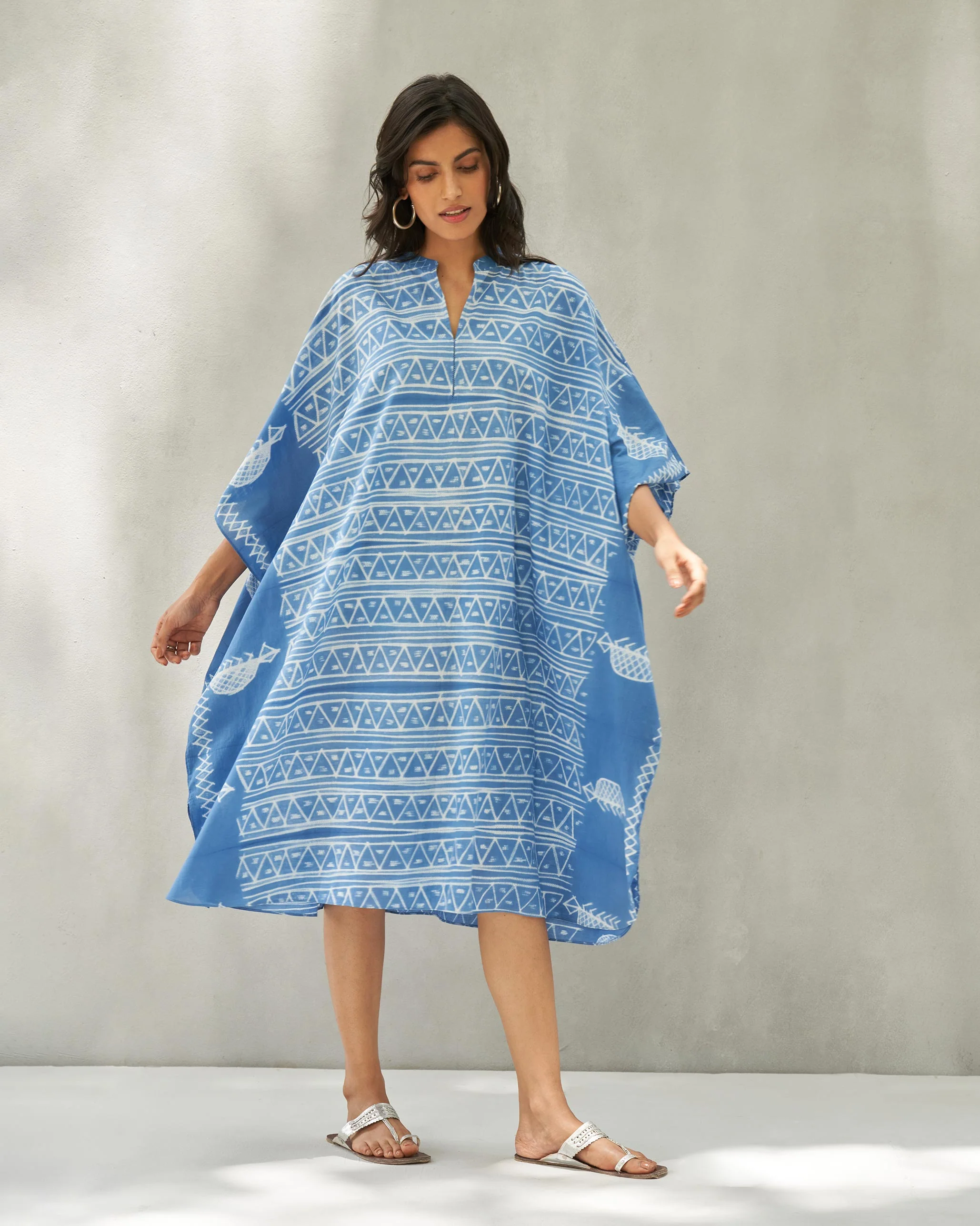 Neoma Collared Kaftan - Blue - Image 5