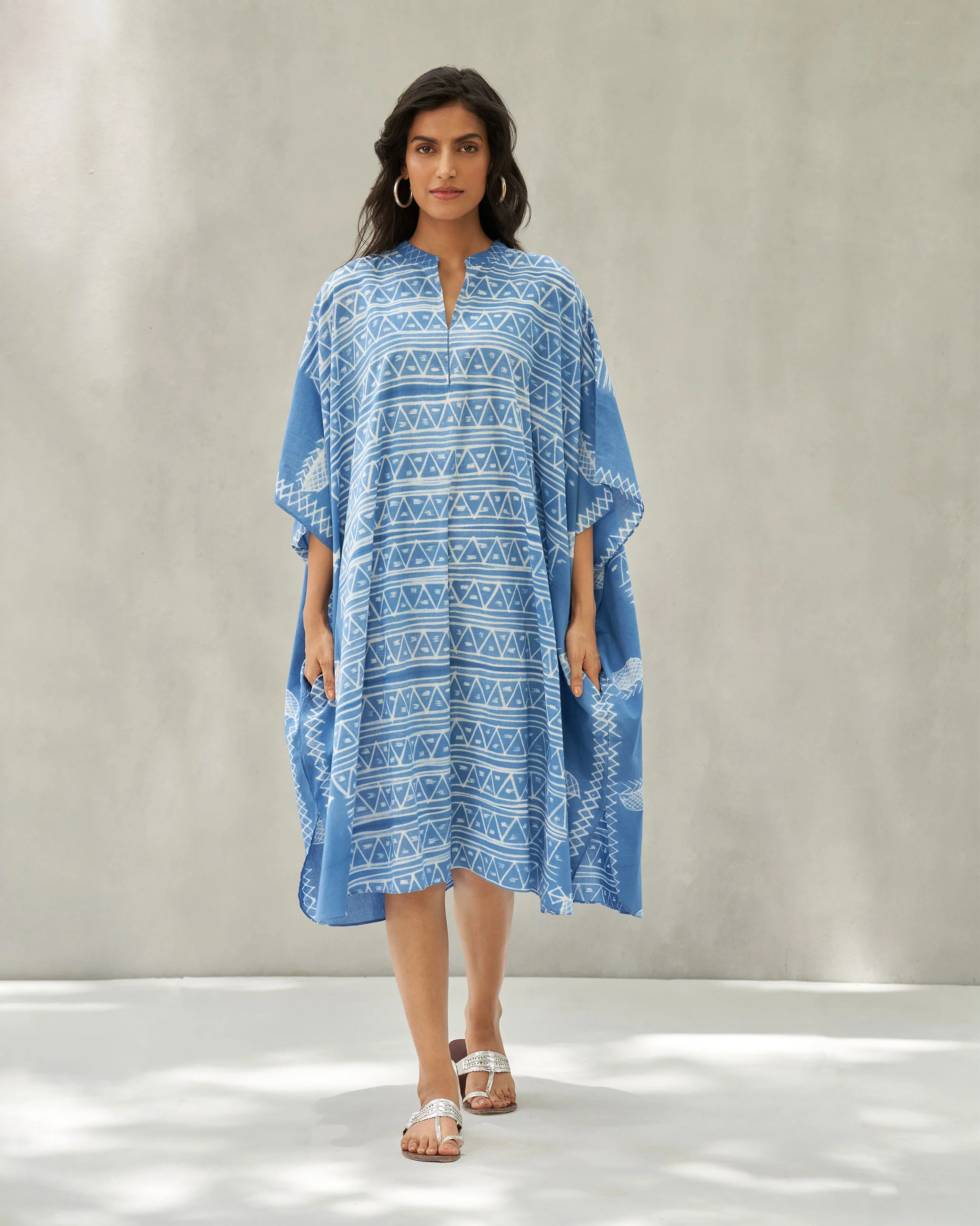 Neoma Collared Kaftan - Blue - Image 6