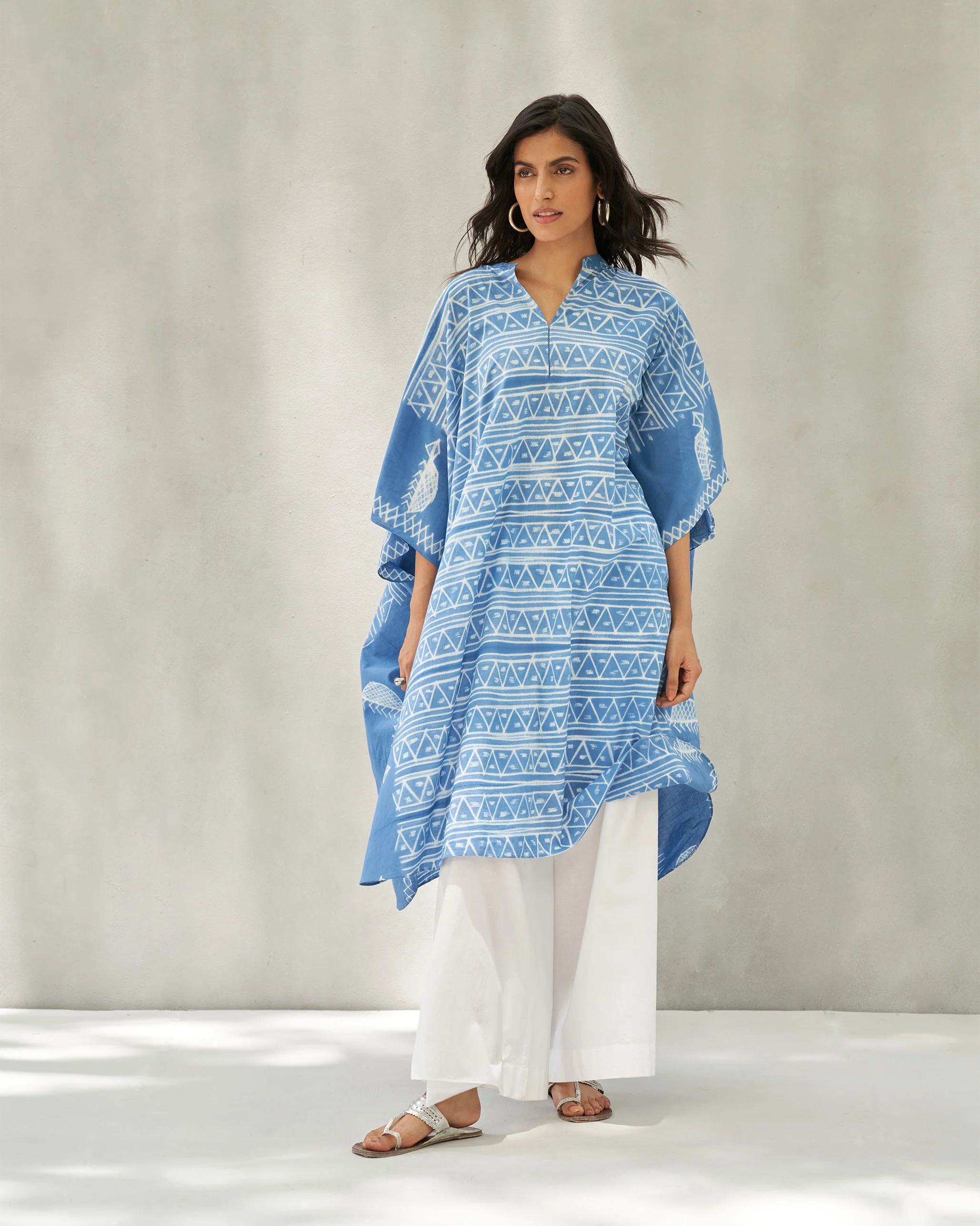 Neoma Collared Kaftan - Blue - Image 7