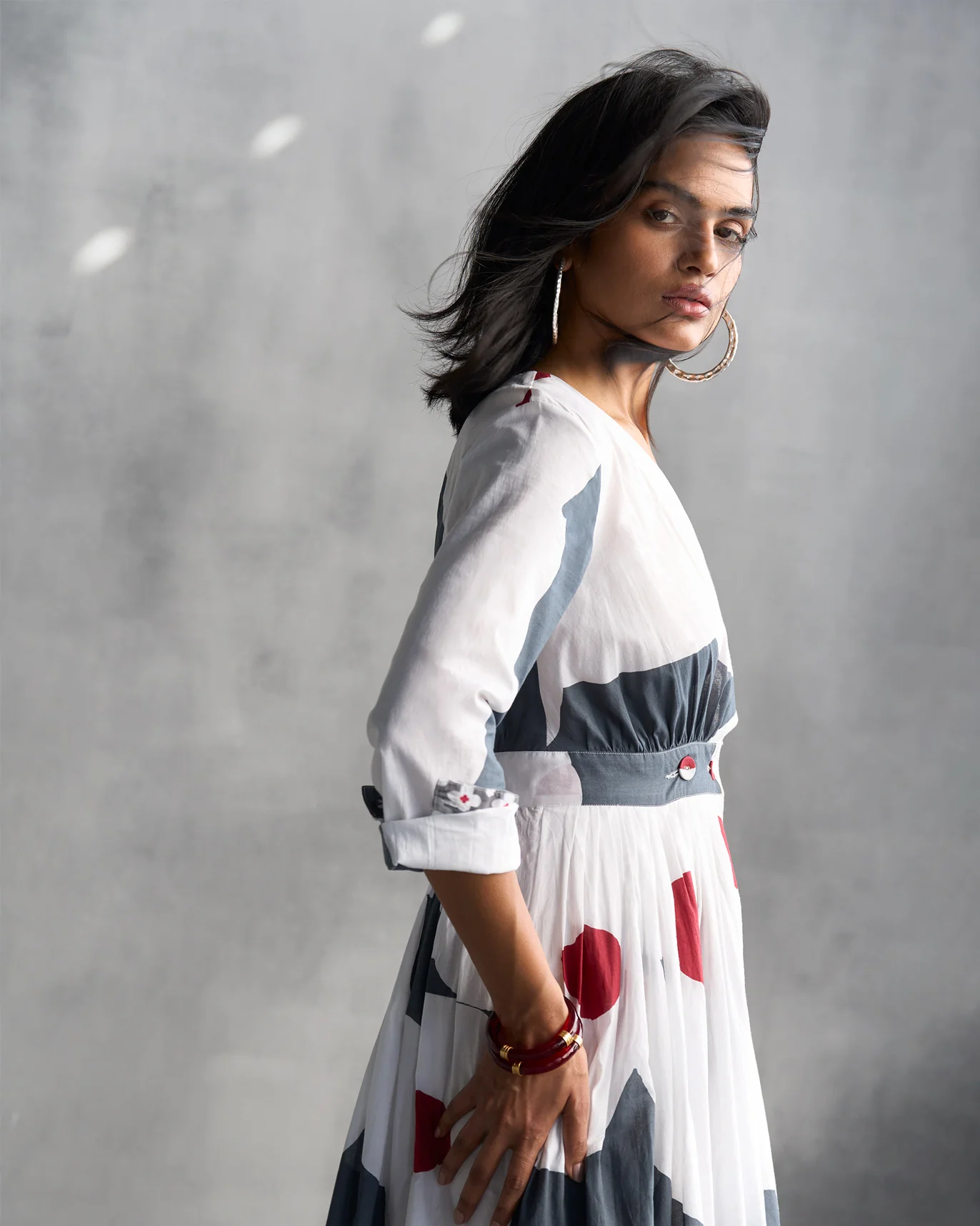 Nico Dress - Grey & White - Image 2