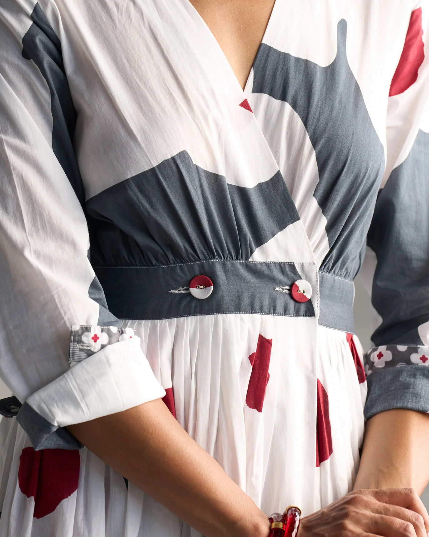 Nico Dress - Grey & White - Image 3