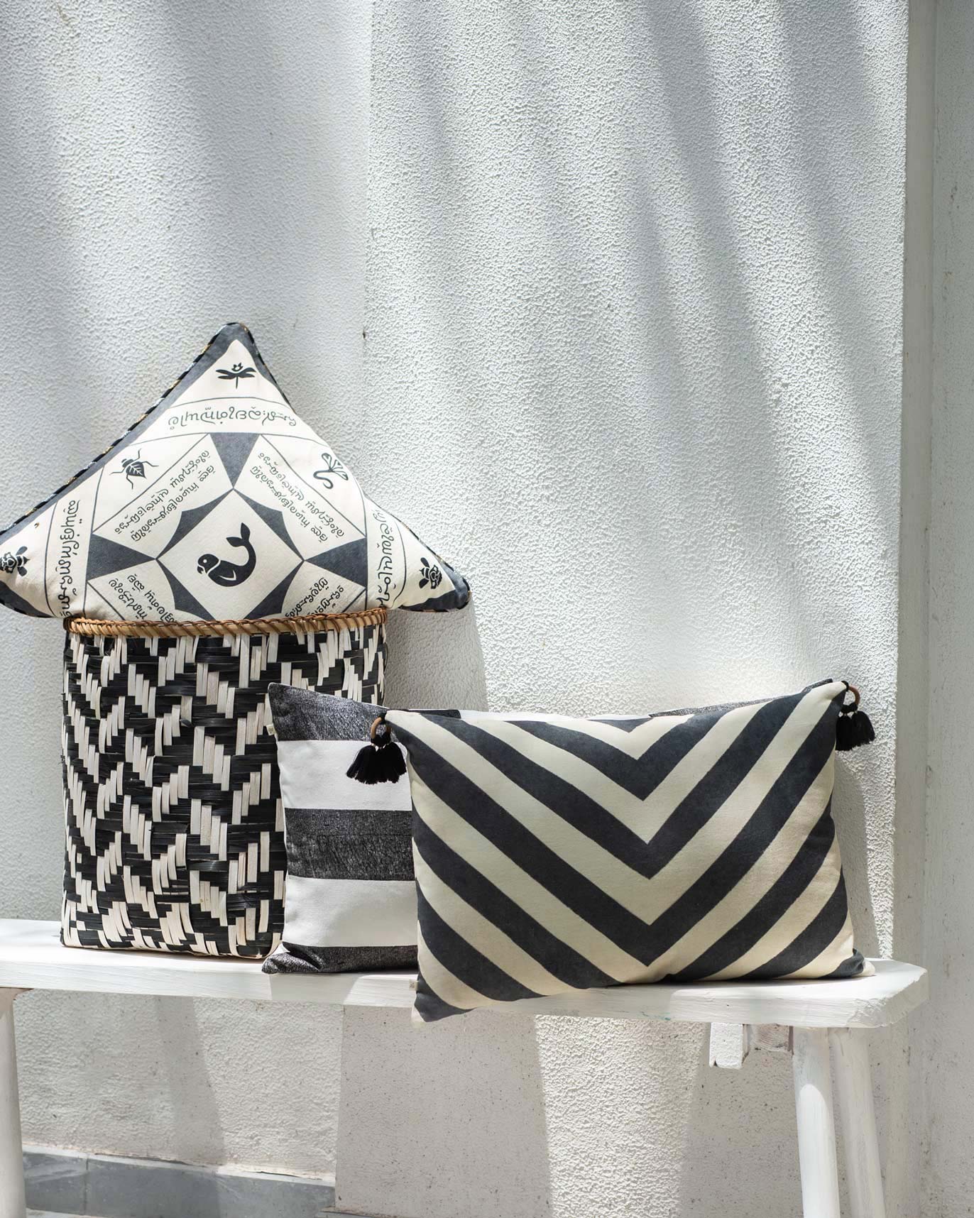 Nizara Chevron Lumbar Cushion Cover - Charcoal - Image 2