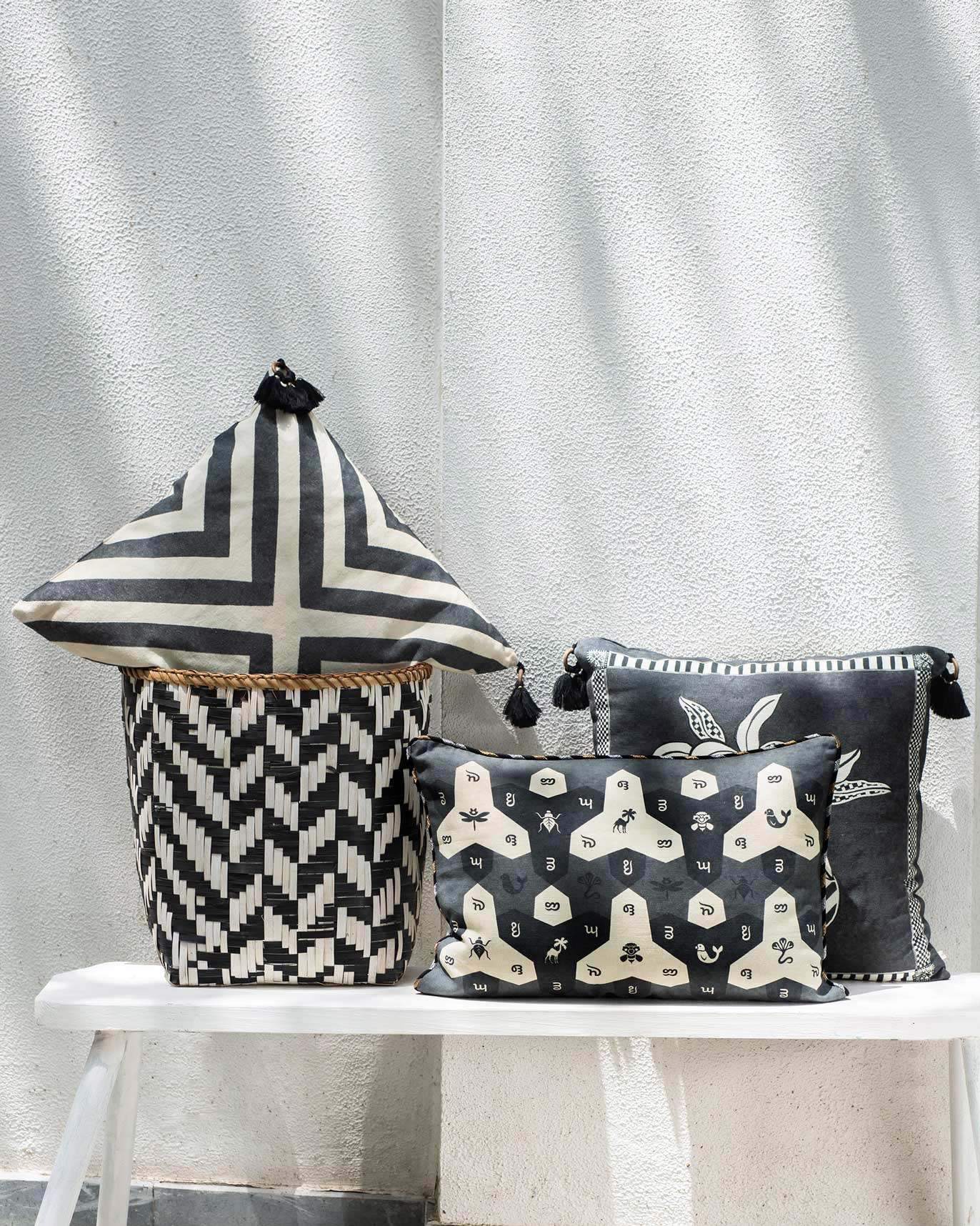 Nizara Herring Cushion - Charcoal - Image 2