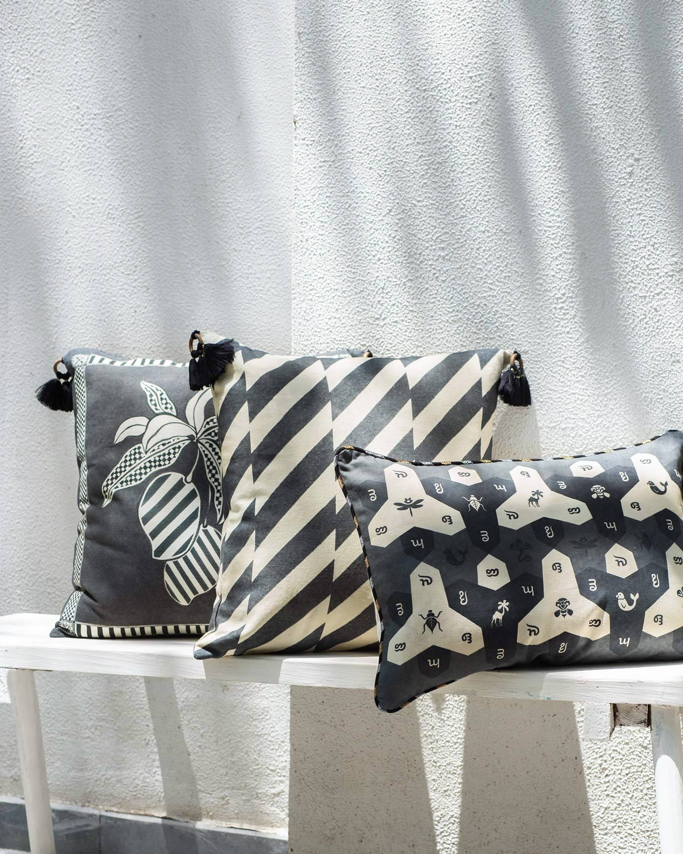 Nizara Pillar Cushion Cover - Charcoal - Image 2