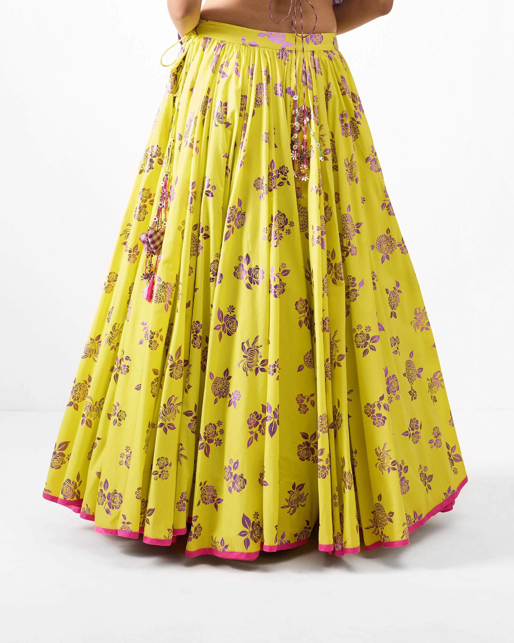 Noor Skirt - Lime & Purple Printed - Image 2