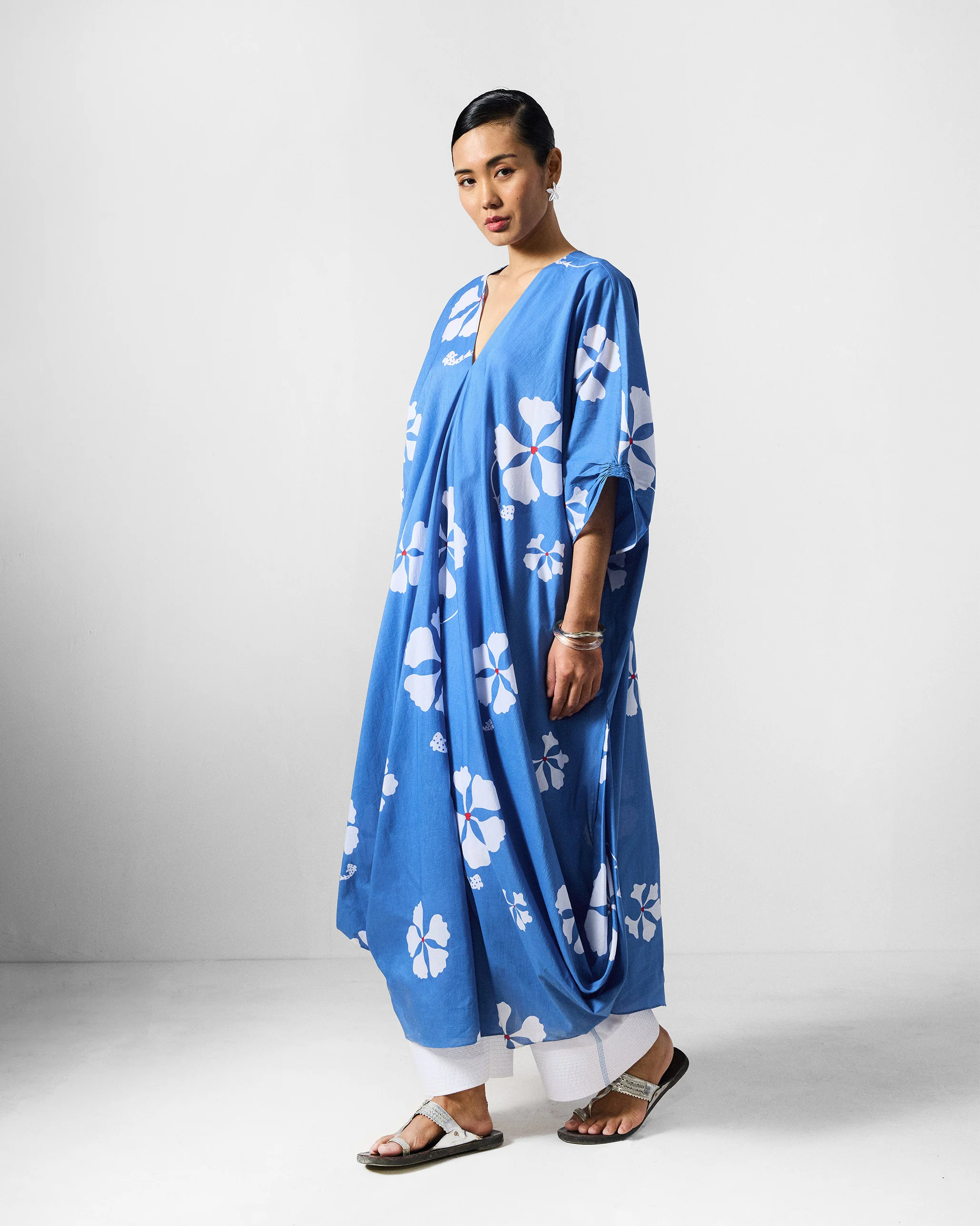 Nova Kurta - Blue & White Printed - Image 6