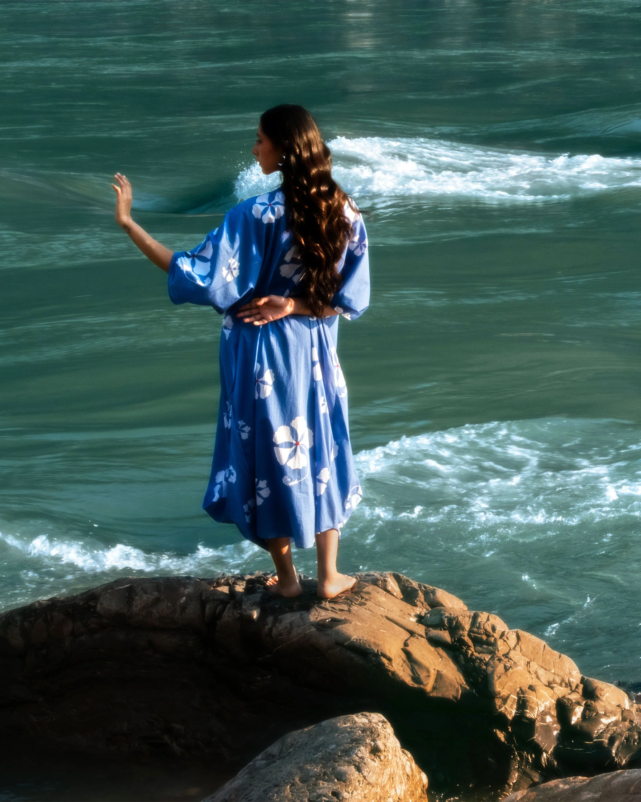 Nova Kurta - Blue & White Printed - Image 7