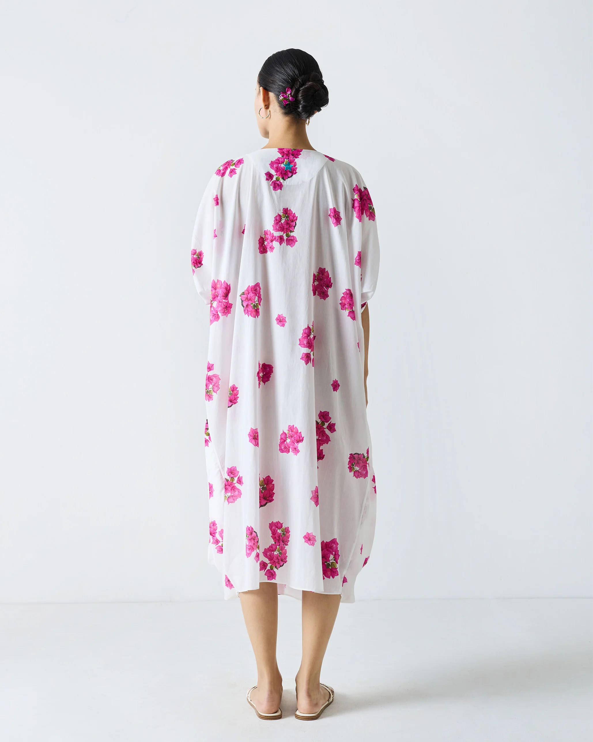 Nova Kurta - White & Fuchsia Print - Image 6