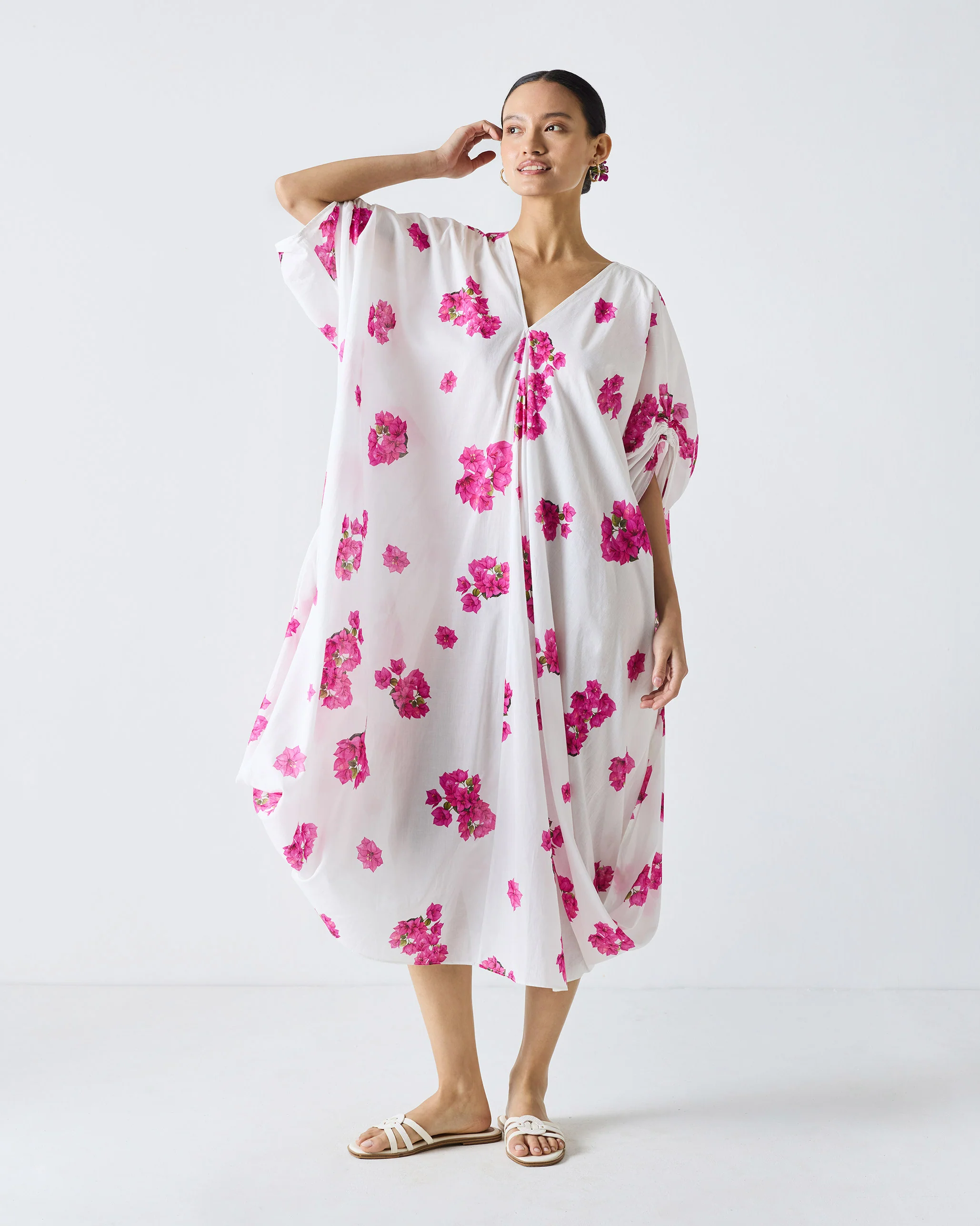 Nova Kurta - White & Fuchsia Print - Image 7