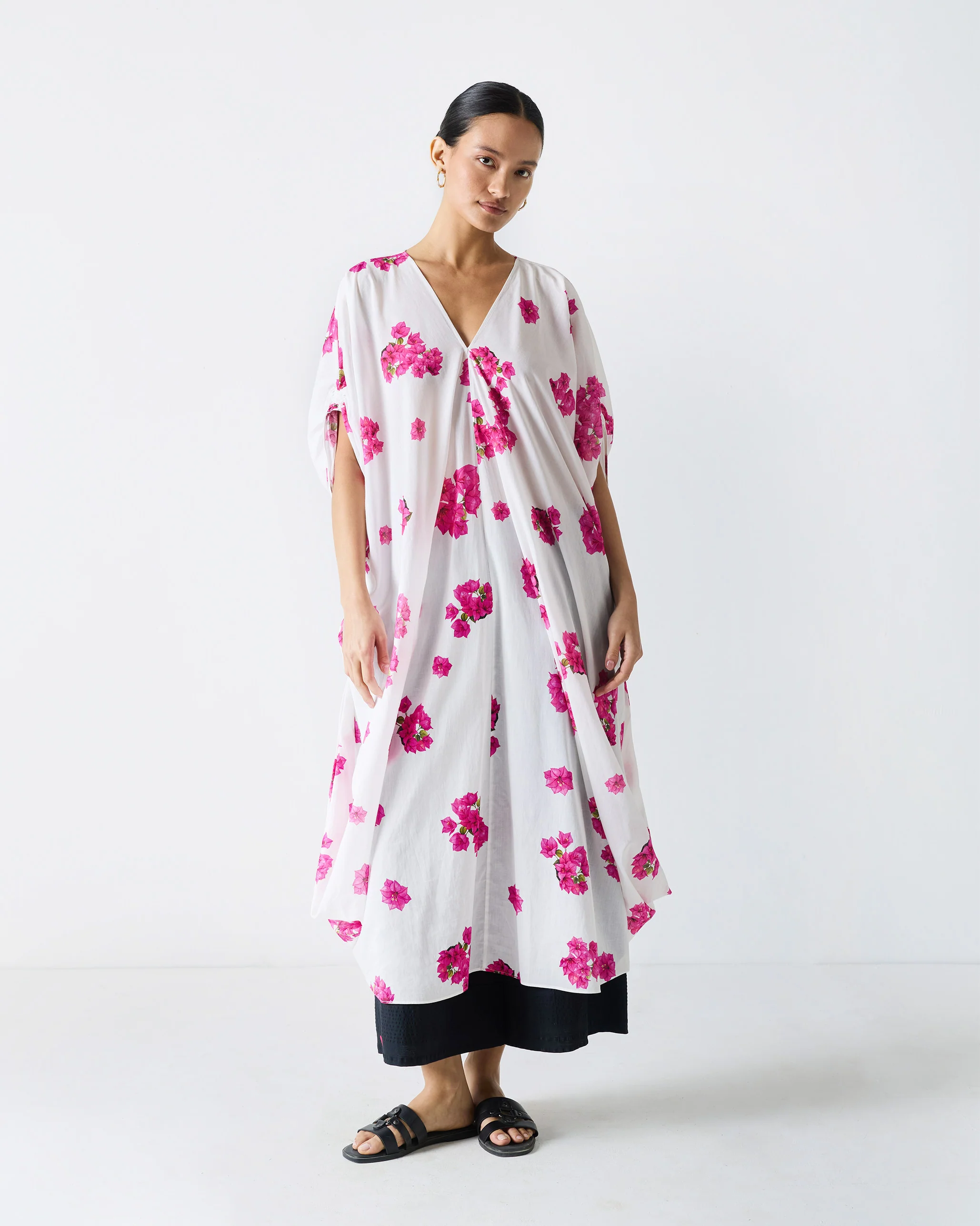 Nova Kurta - White & Fuchsia Print - Image 8