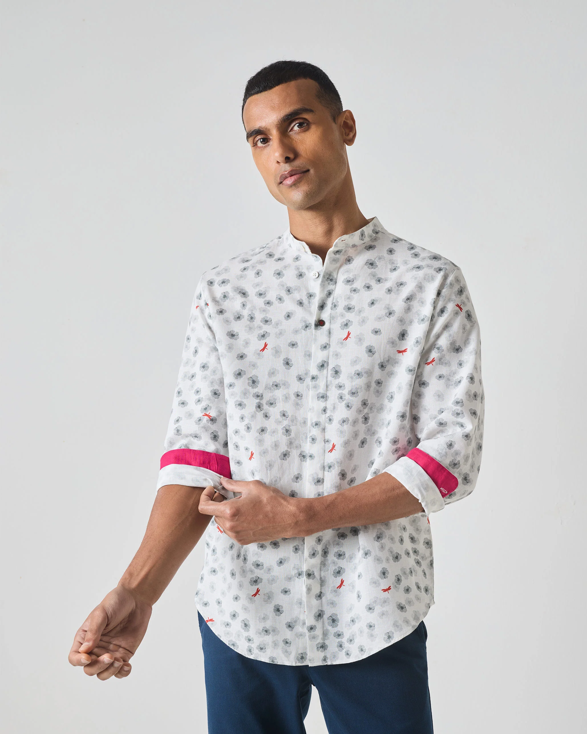 One Button Shirt - Grey Print - Image 2