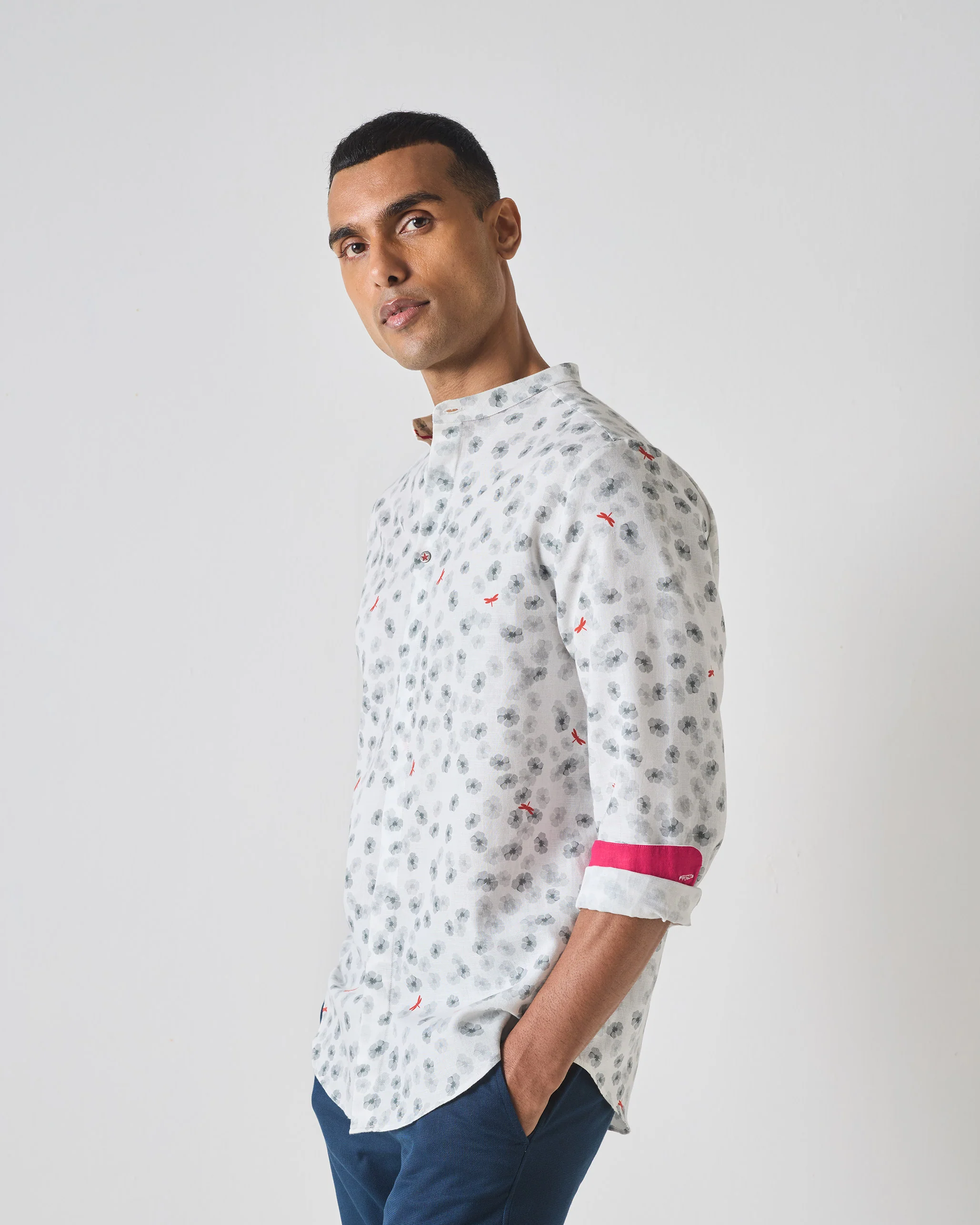One Button Shirt - Grey Print - Image 3