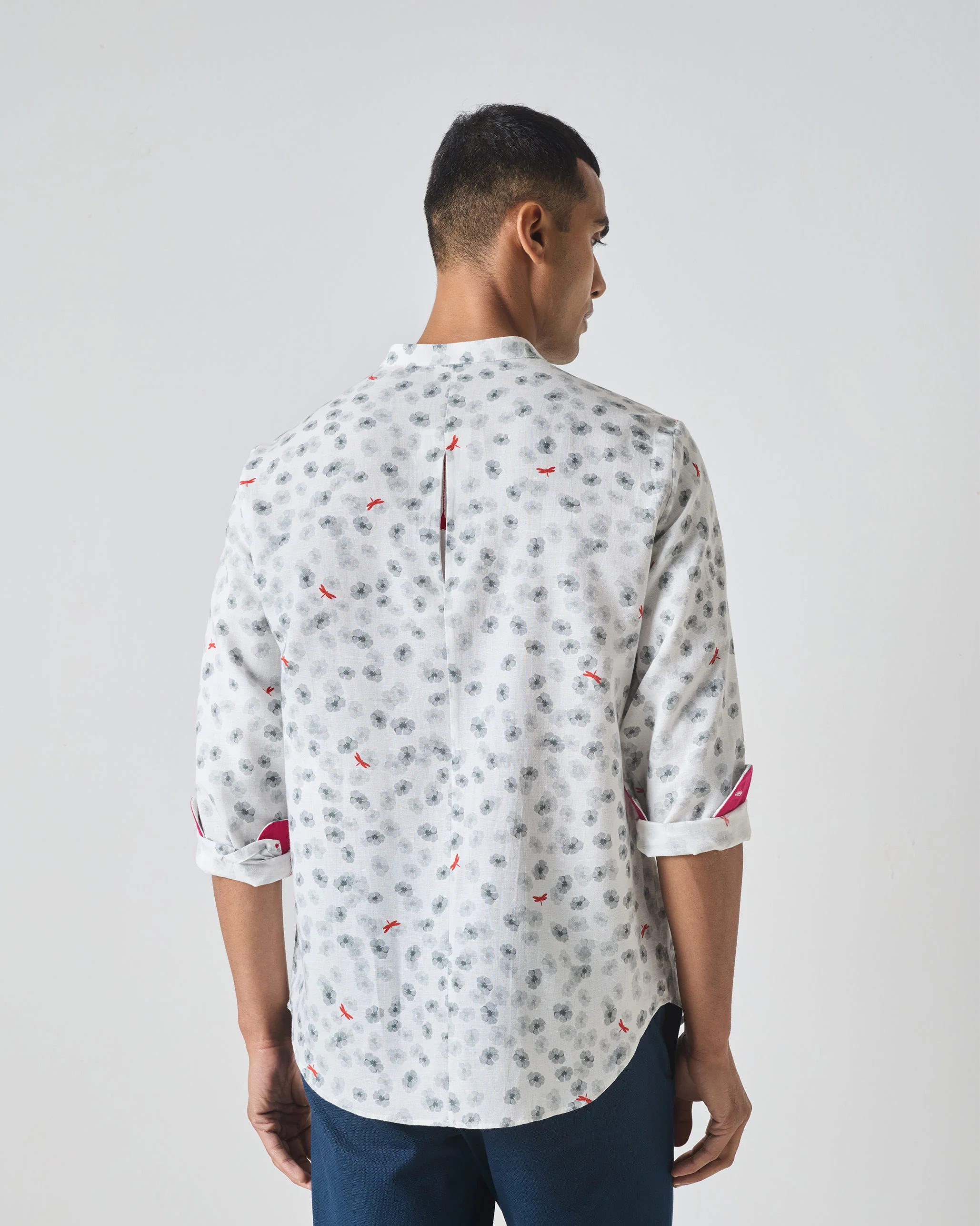 One Button Shirt - Grey Print - Image 4
