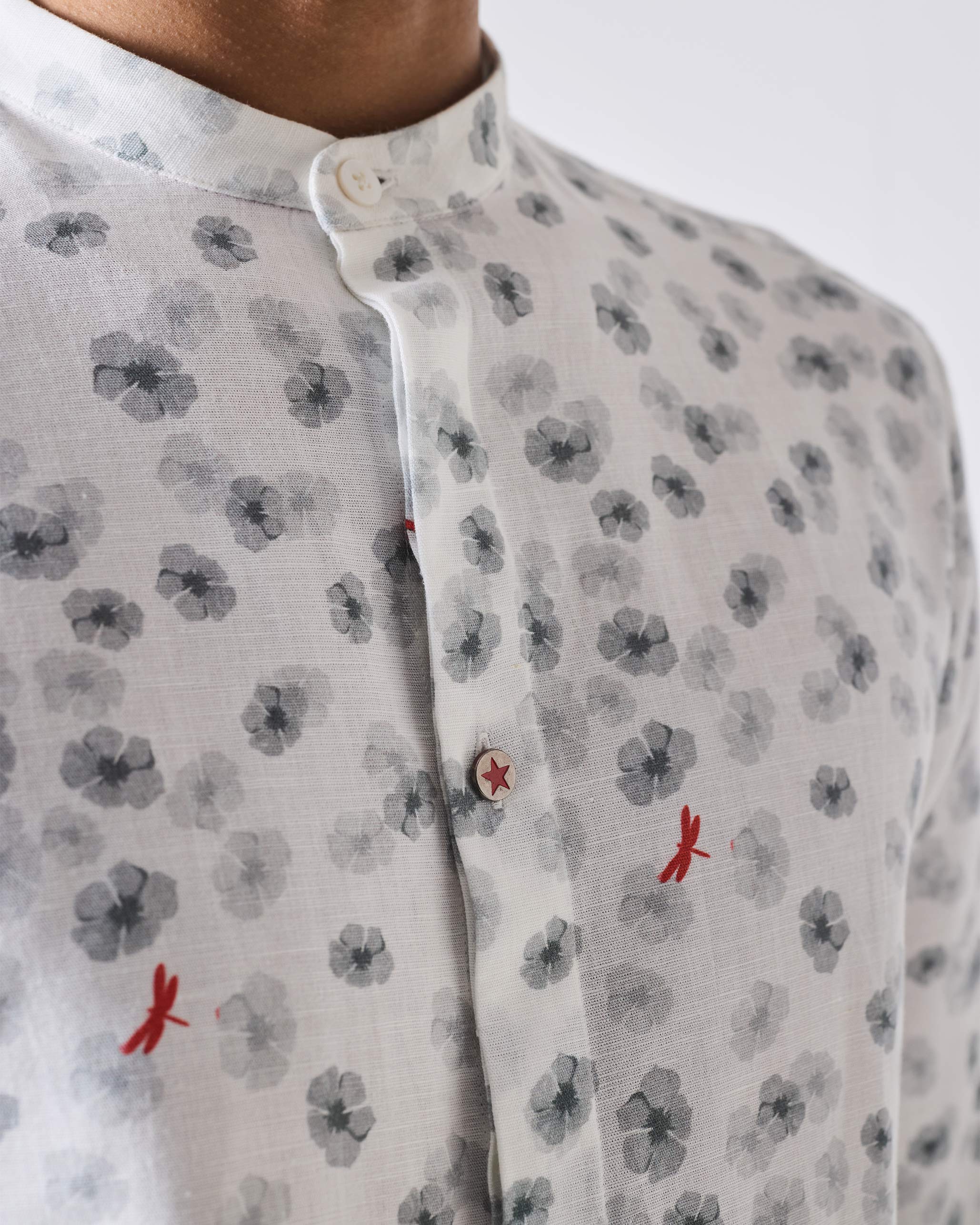 One Button Shirt - Grey Print - Image 5