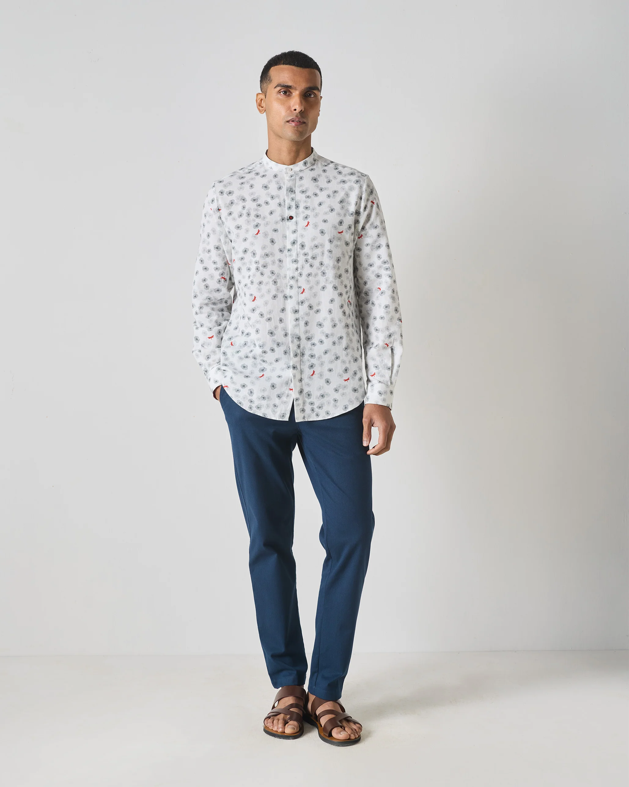 One Button Shirt - Grey Print - Image 7