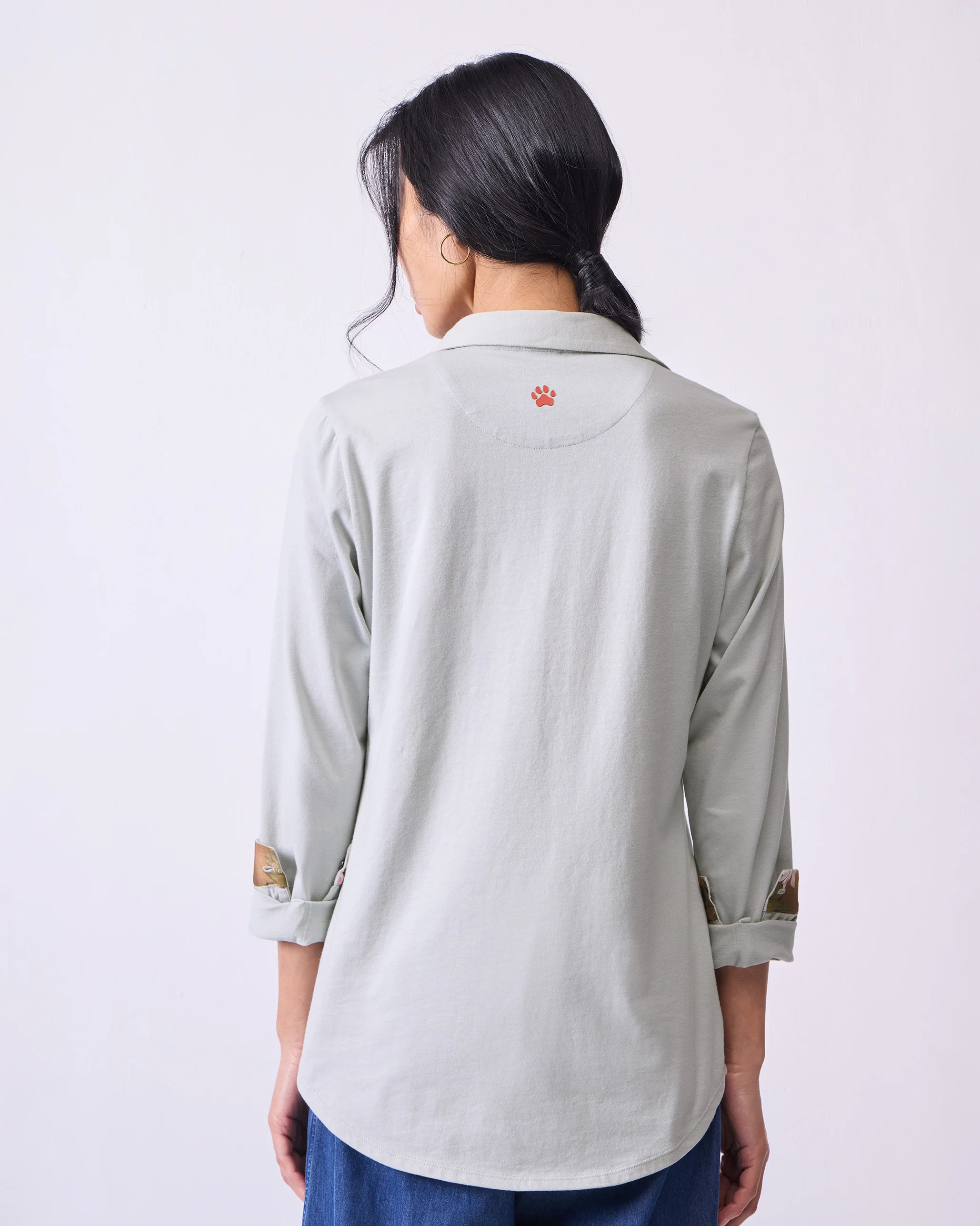 Open Collar Top - Grey - Image 5
