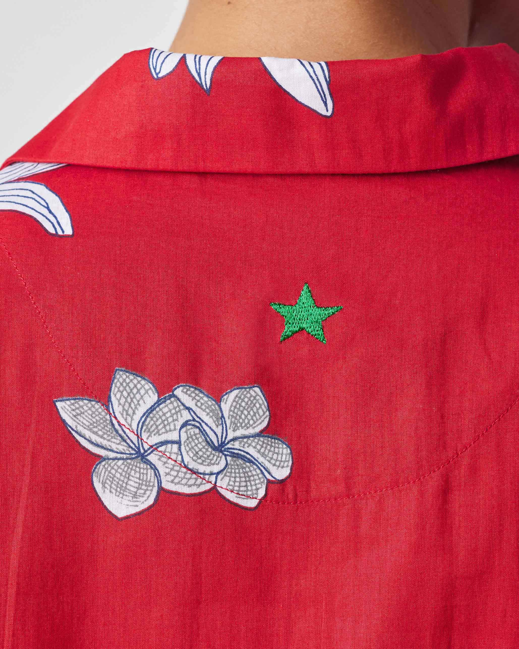 Oversized Shirt - Red & White Print - Image 7