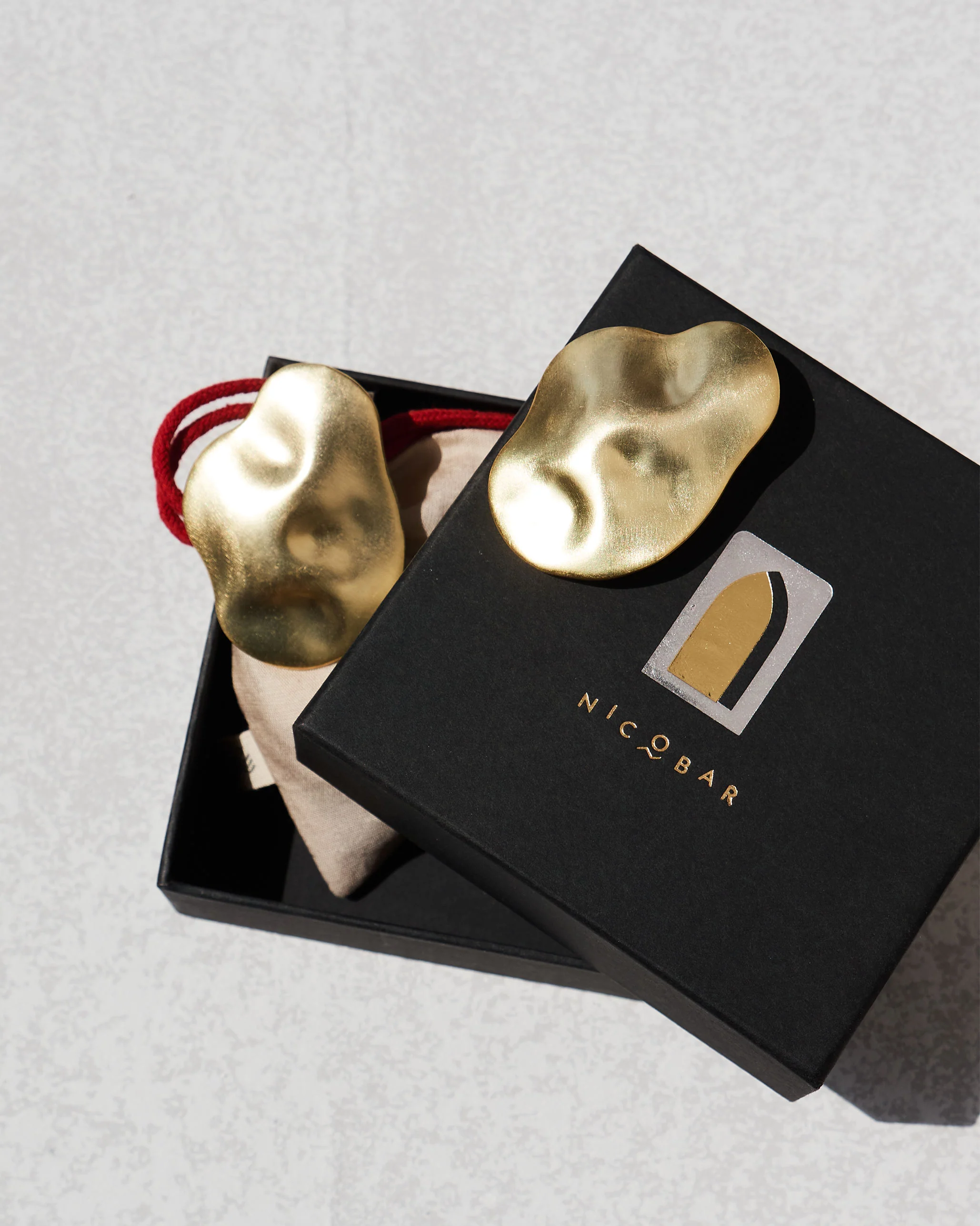 Oyster Drop Earrings - Brass - Image 2