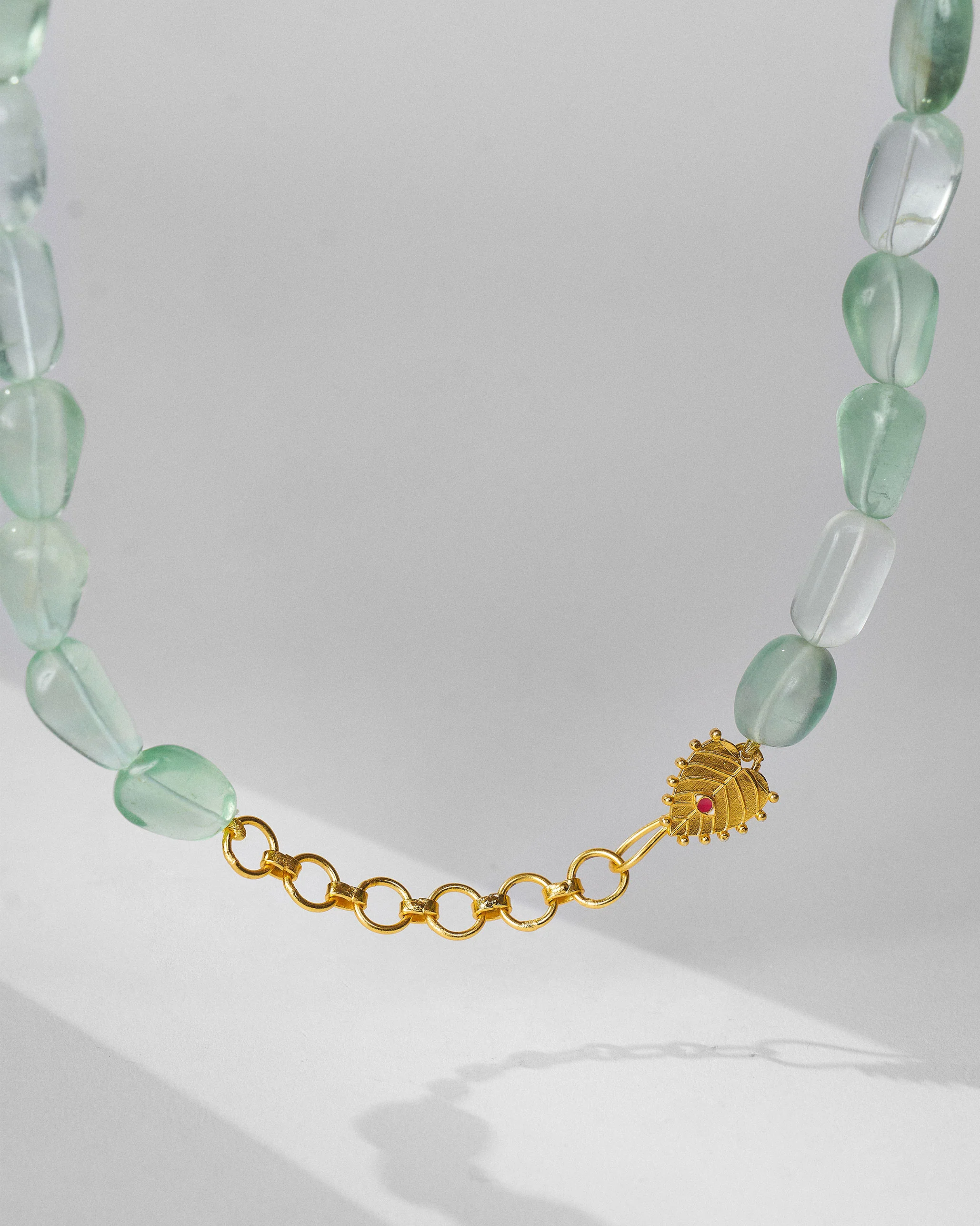 Paan Fluorite Necklace - Gold - Image 6
