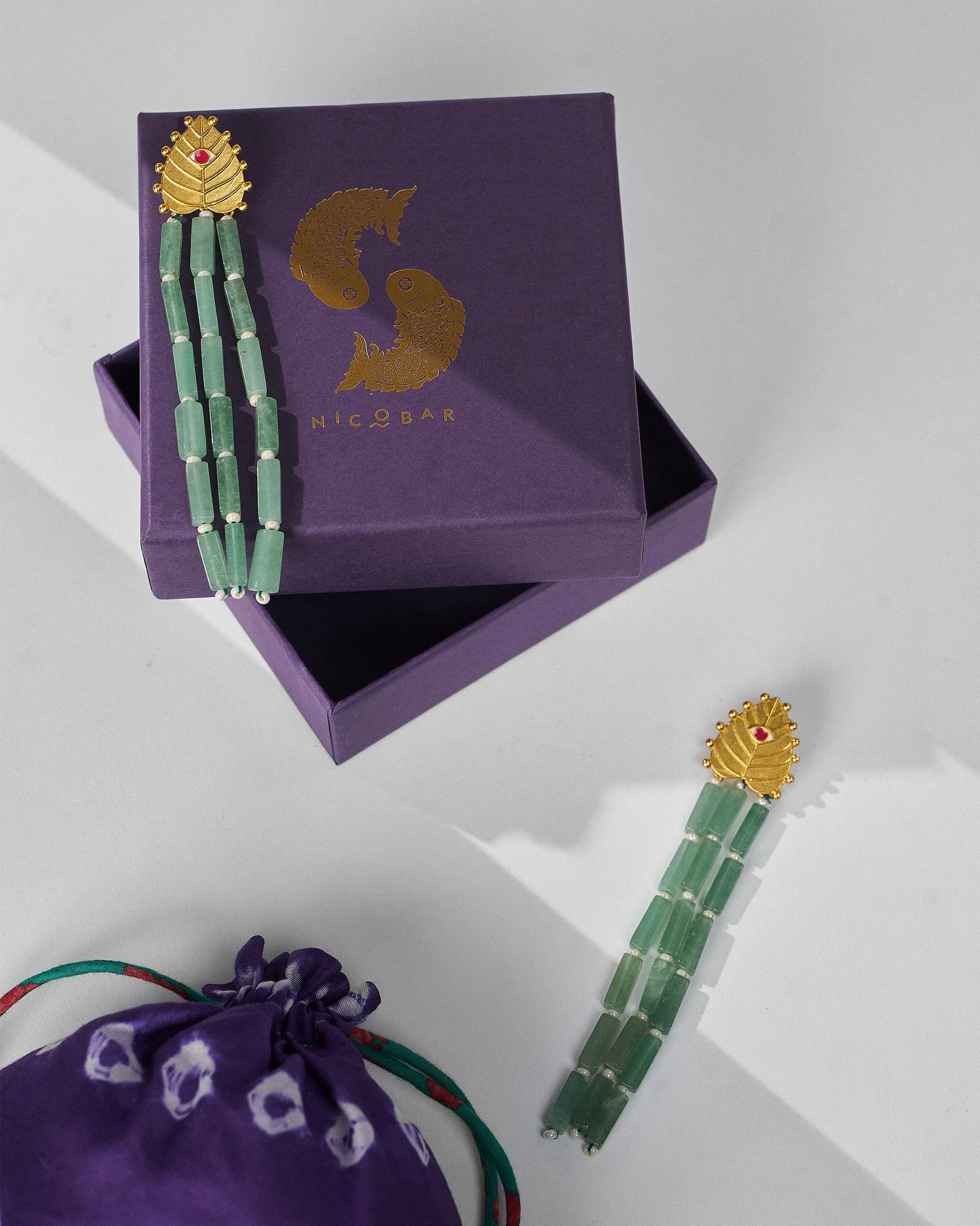 Paan Patta Danglers - Gold - Image 4