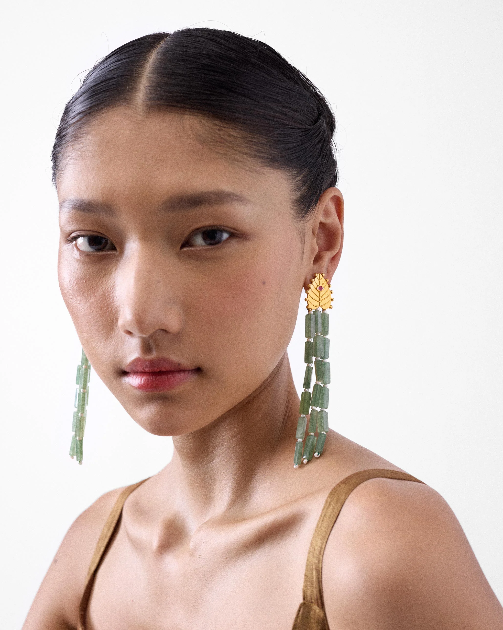 Paan Patta Danglers - Gold - Image 5