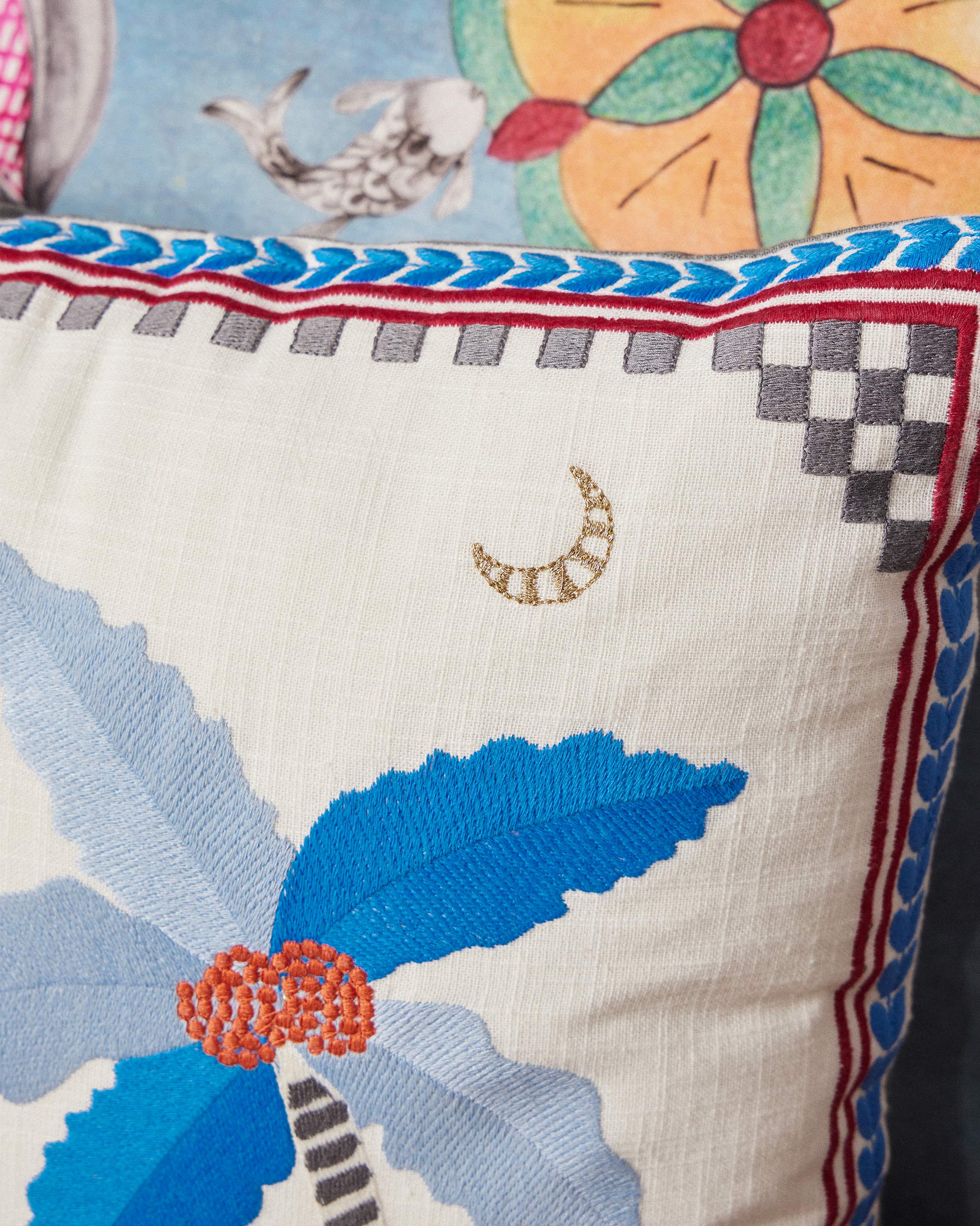 Palm Embroidered Cushion Cover - Image 3