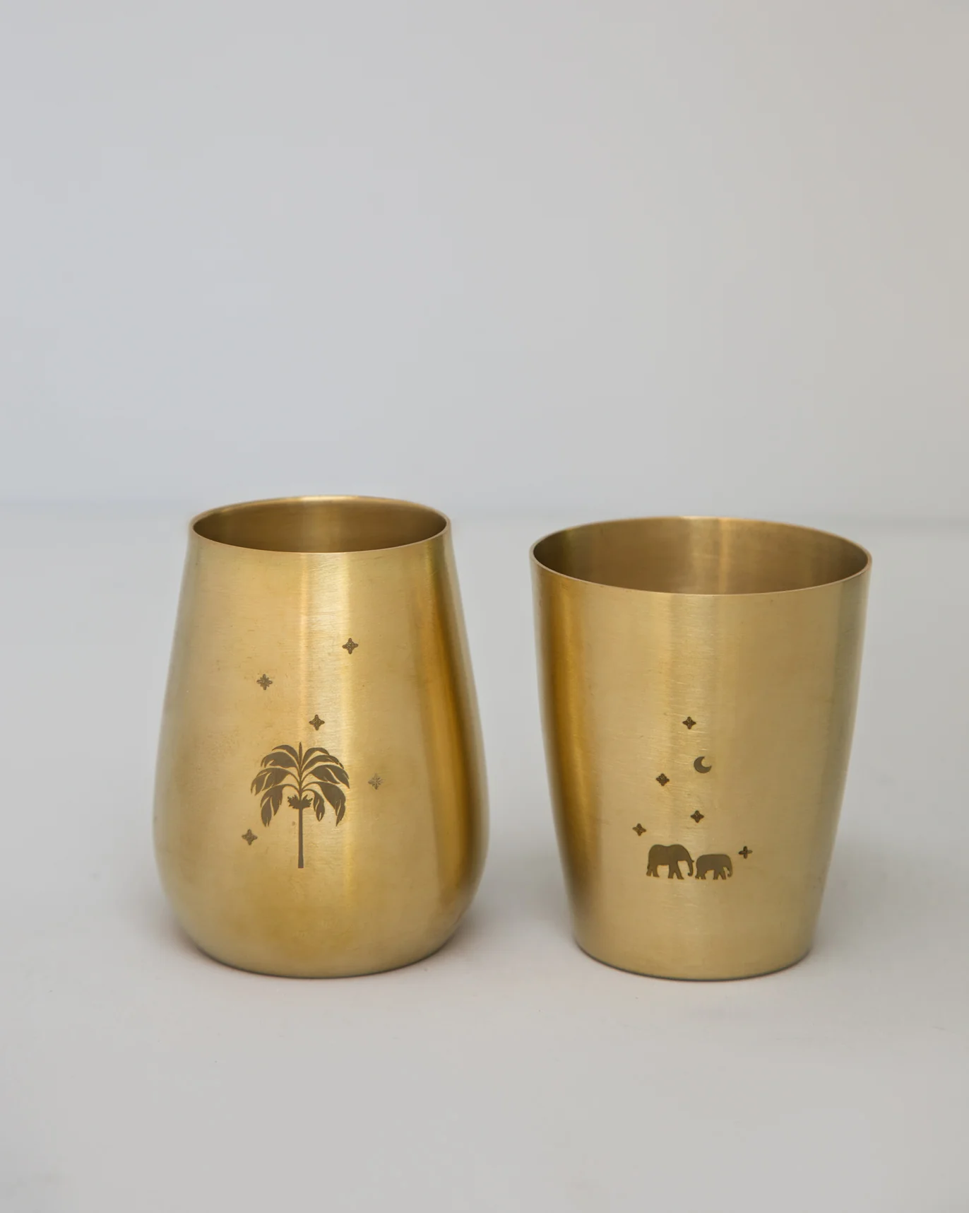 Palm & Haathi Brass Tumbler (Set of 2) - Image 2