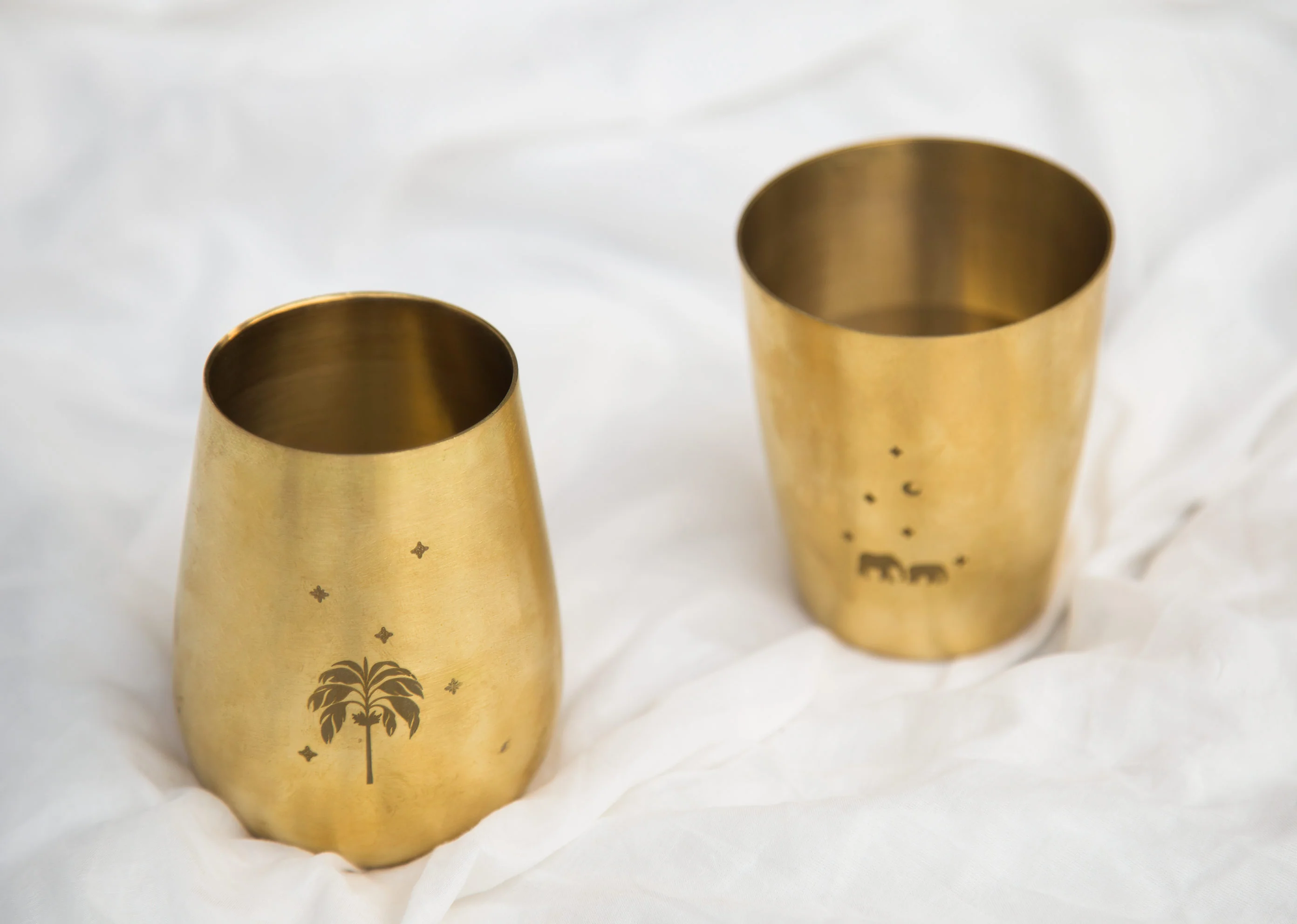 Palm & Haathi Brass Tumbler (Set of 2) - Image 3