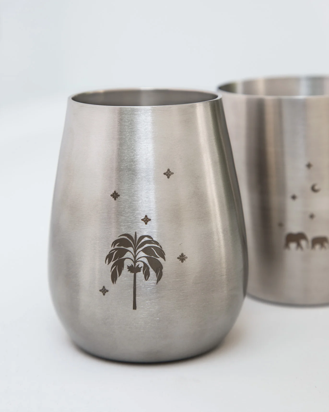 Palm & Haathi Steel Tumbler (Set of 2) - Image 2