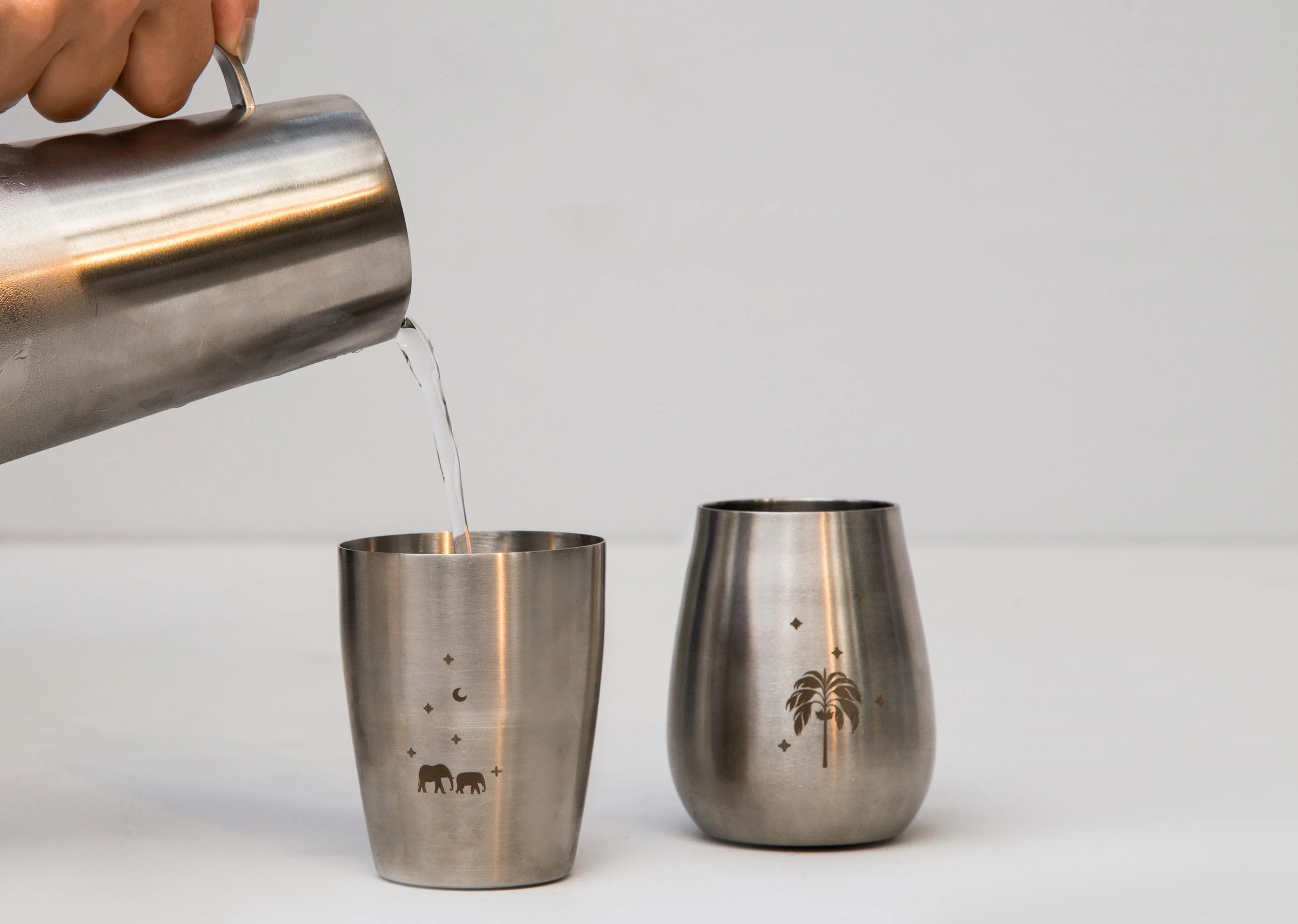 Palm & Haathi Steel Tumbler (Set of 2) - Image 3