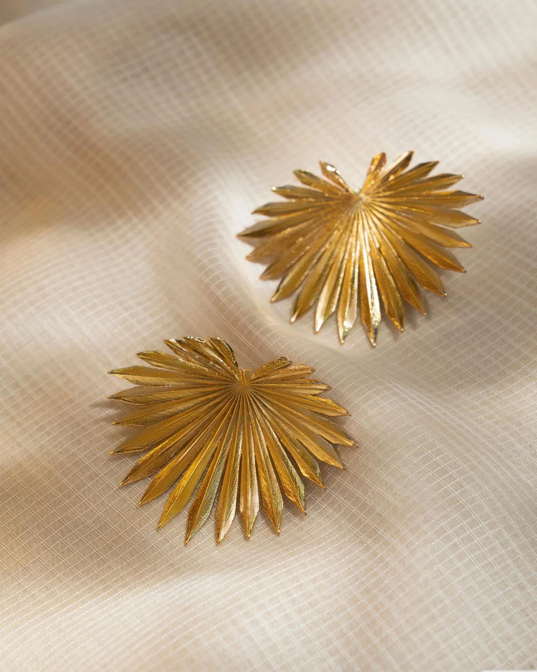 Palm Leaf Earrings - Gold - Image 3