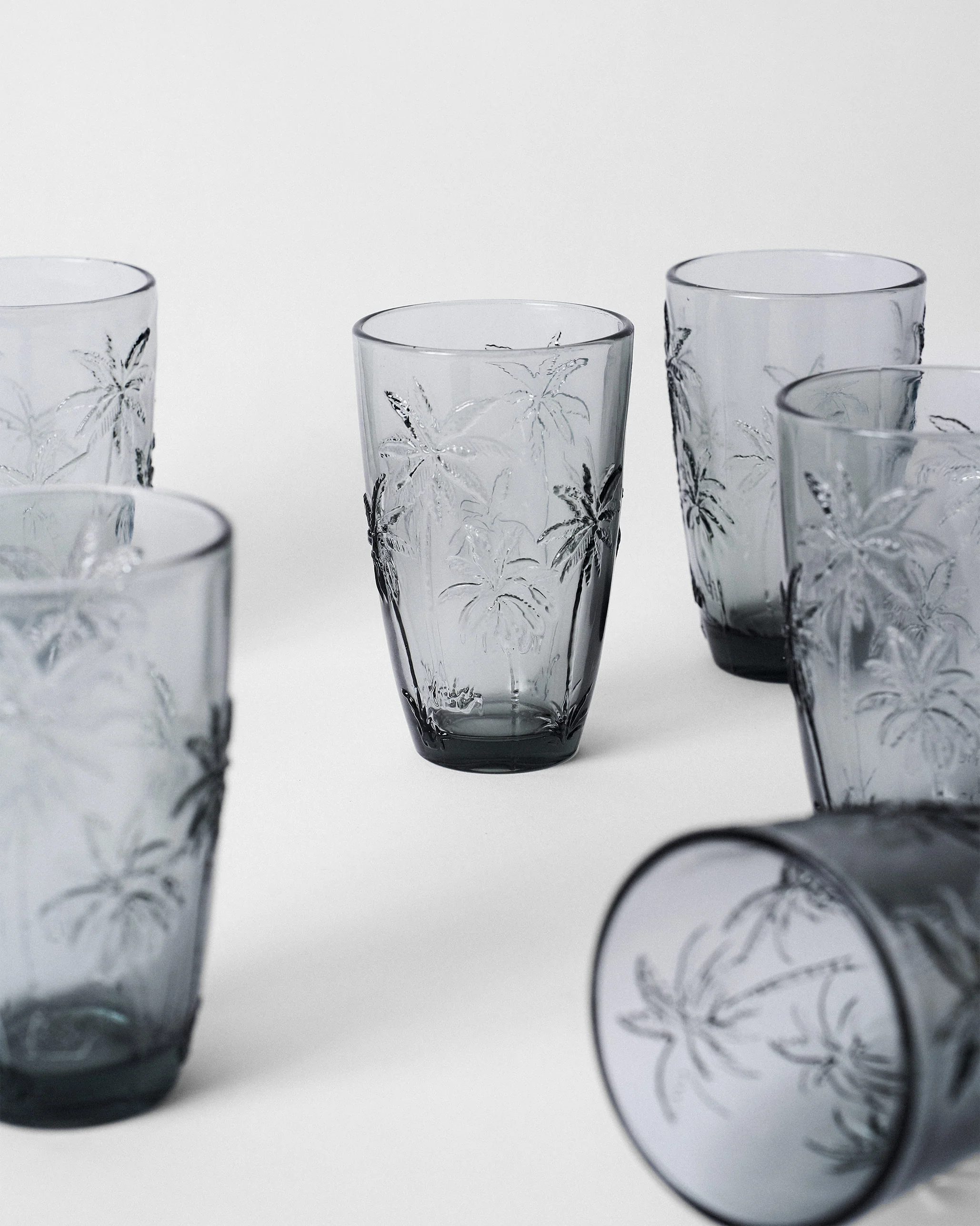 Palm Long Drink Glass Set of 6 - Charcoal - Image 3