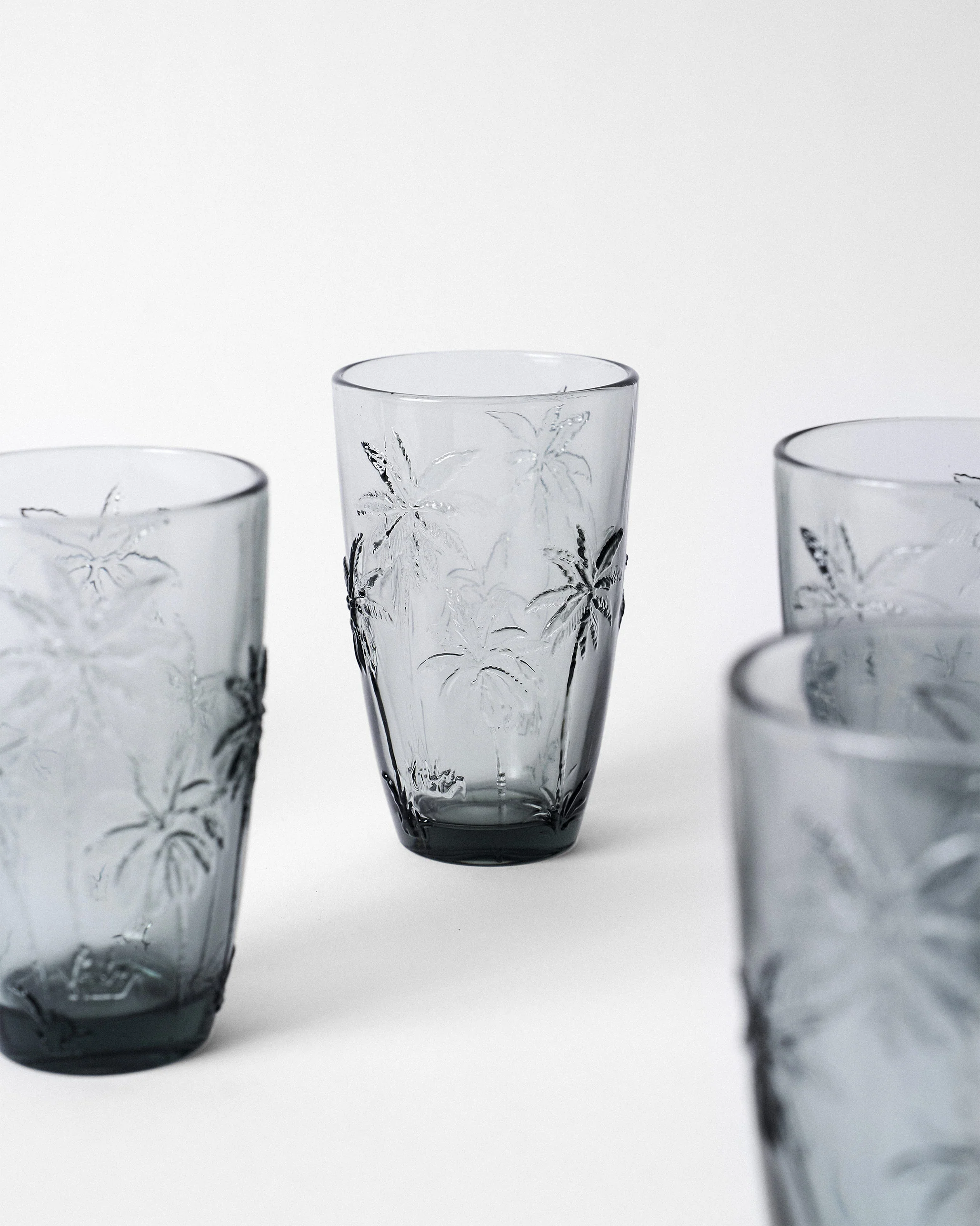 Palm Long Drink Glass Set of 6 - Charcoal - Image 4