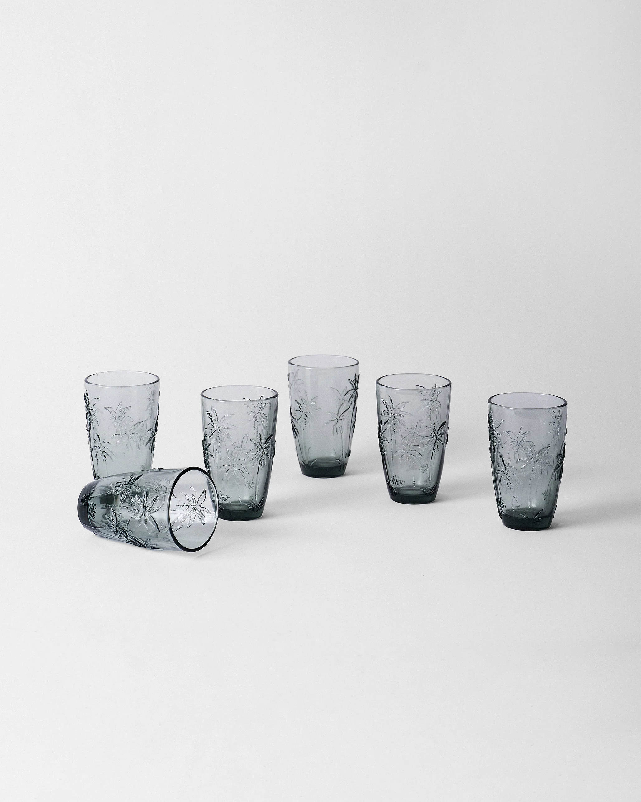 Palm Long Drink Glass Set of 6 - Charcoal - Image 5