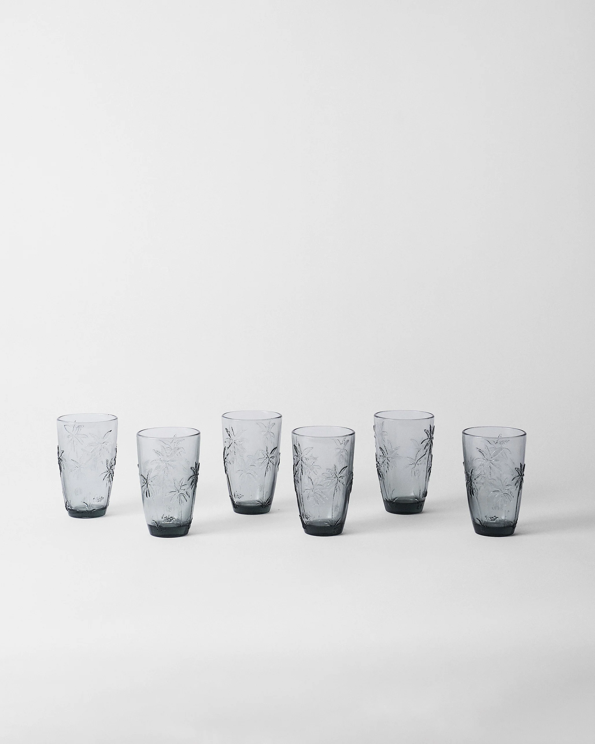 Palm Long Drink Glass Set of 6 - Charcoal - Image 6
