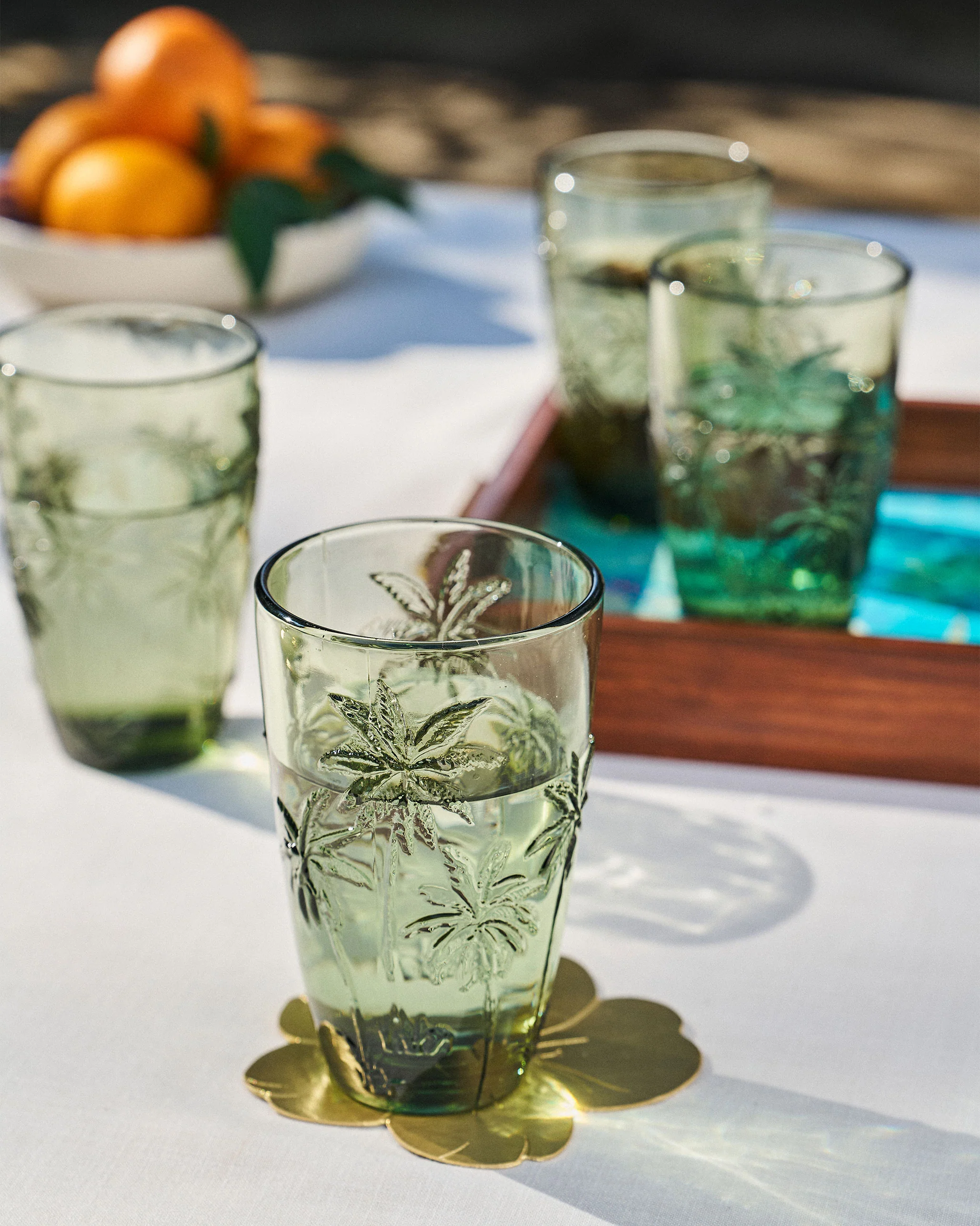 Palm Long Drink Glass Set of 6 - Green - Image 2