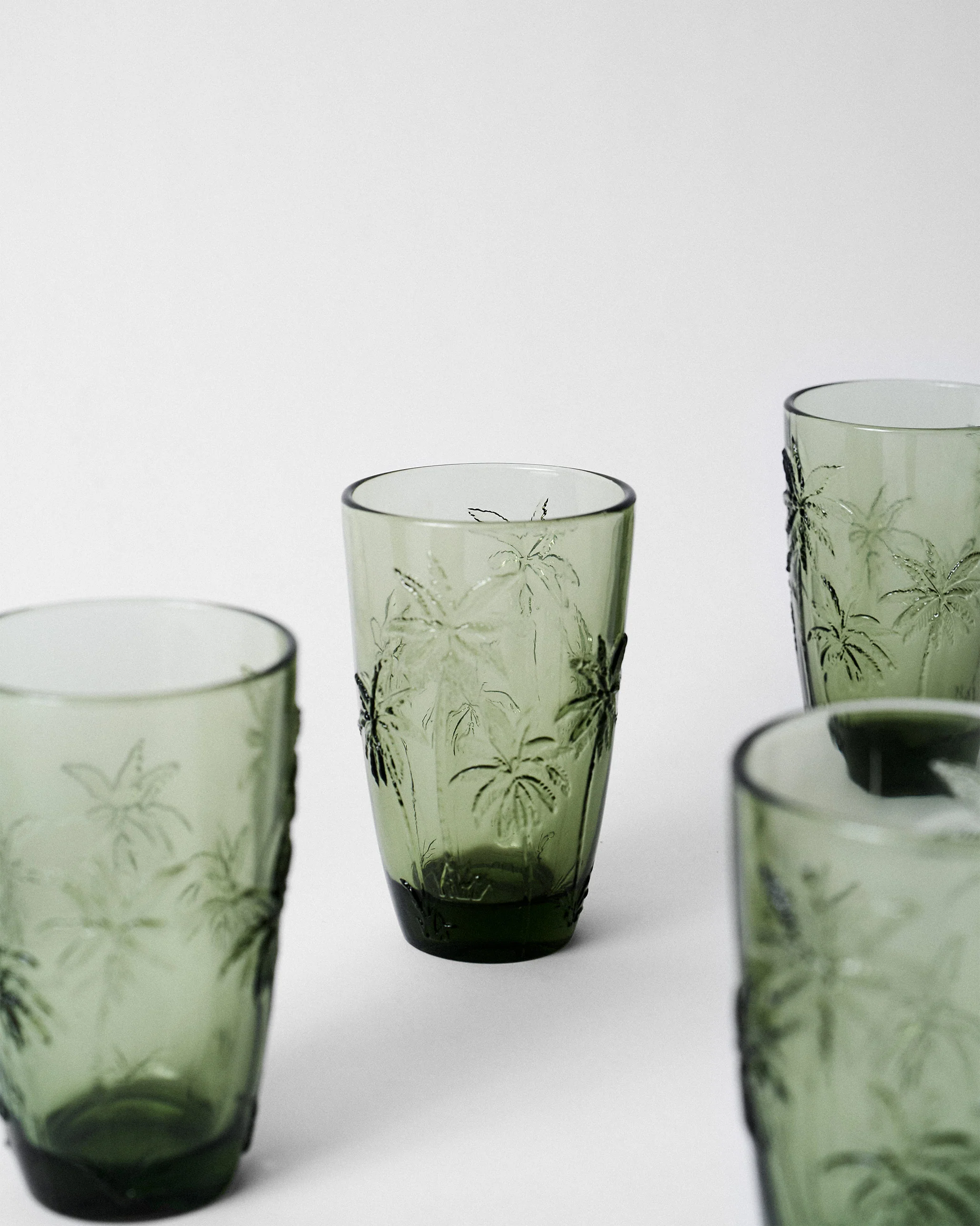 Palm Long Drink Glass Set of 6 - Green - Image 5